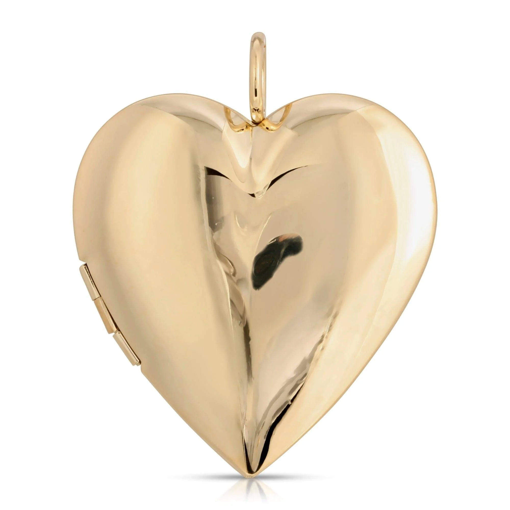 Shiny gold large Hamilton locket brass plated 14k jewelry with heart design
