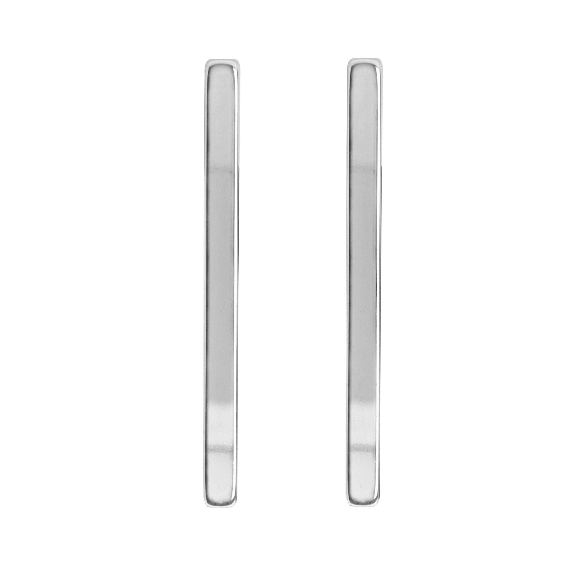 Two silver bar earrings from Large Stick Earrings collection with 14k yellow gold accents