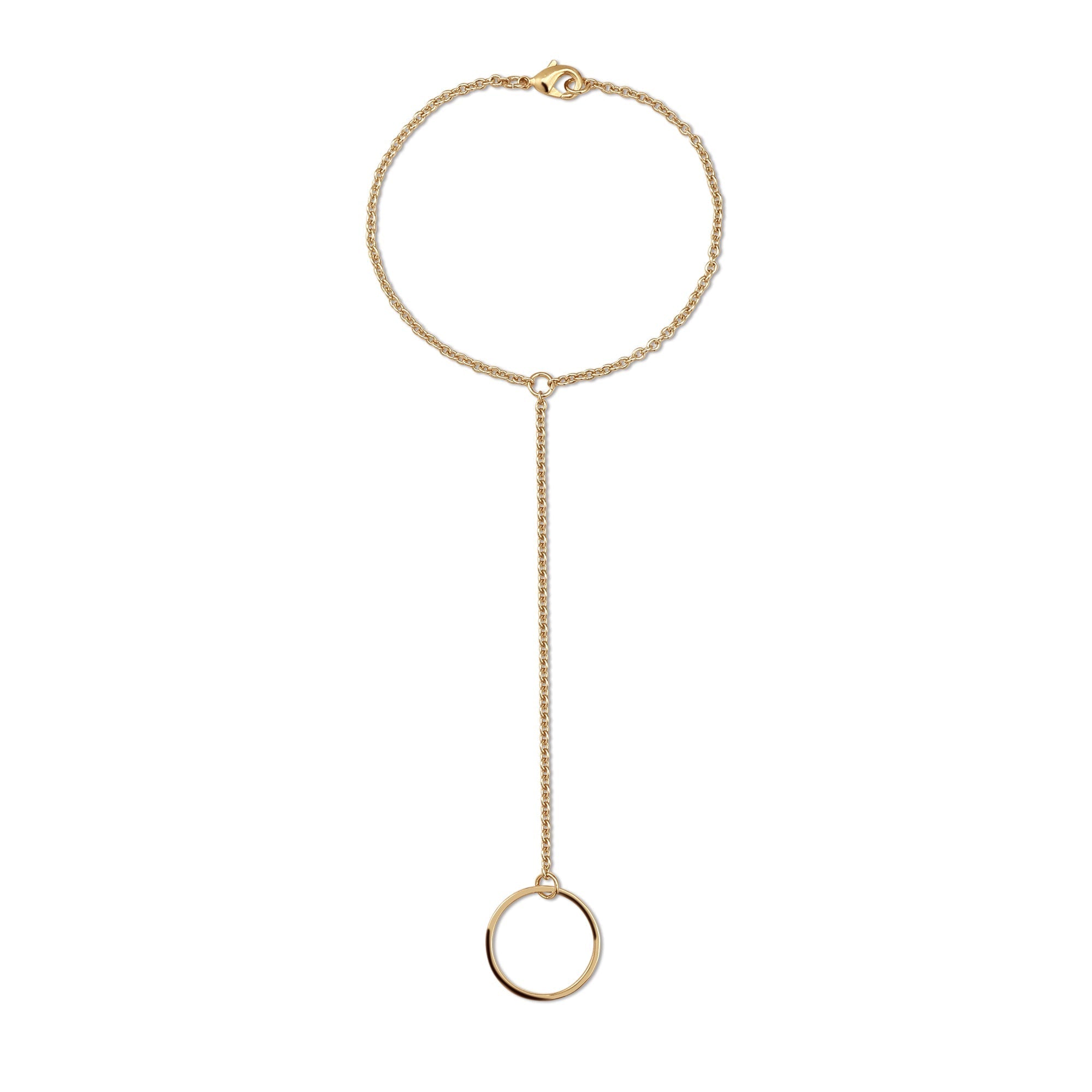 Gold-toned Law Hand Chain made of recycled brass with rhodium plating for a chic look