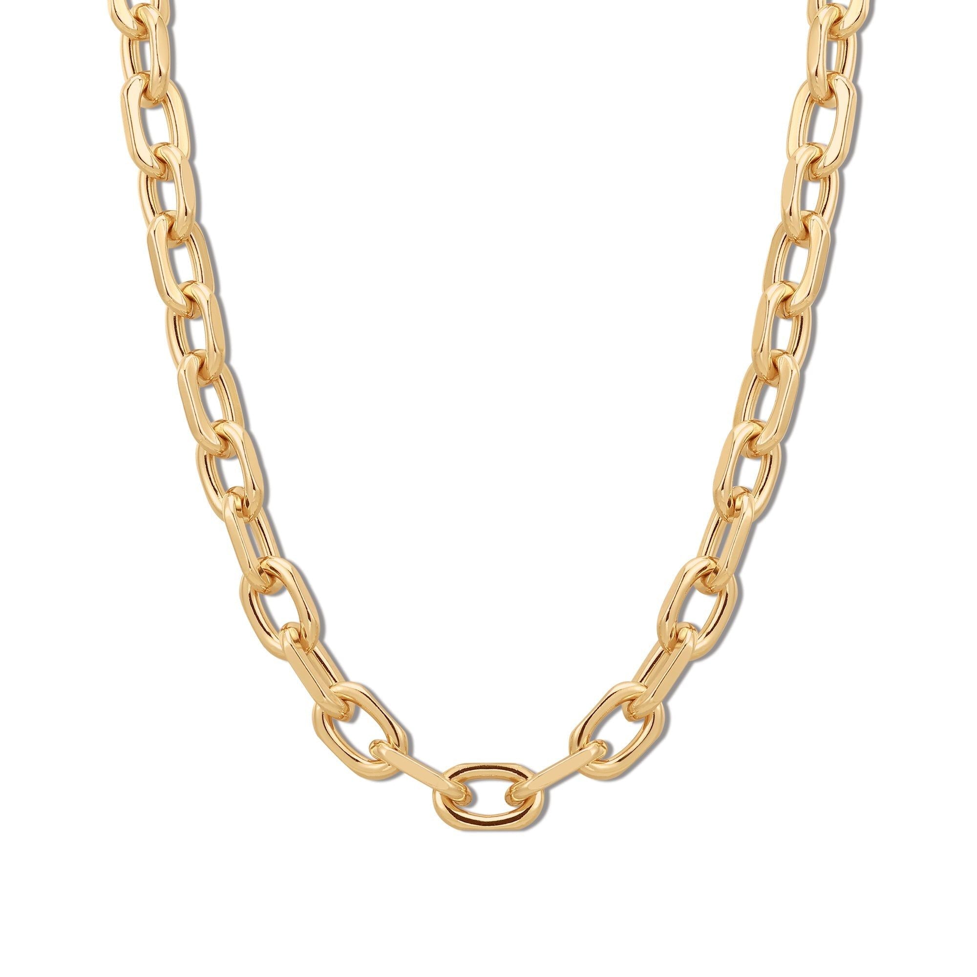 Gold cable link chain Lennon Necklace with lobster clasp for stylish elegance