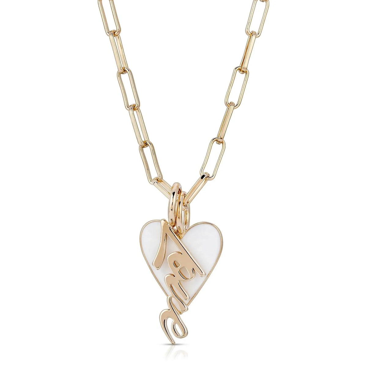 Golden chain necklace with heart pendant from Leona Enamel Charm Necklace collection