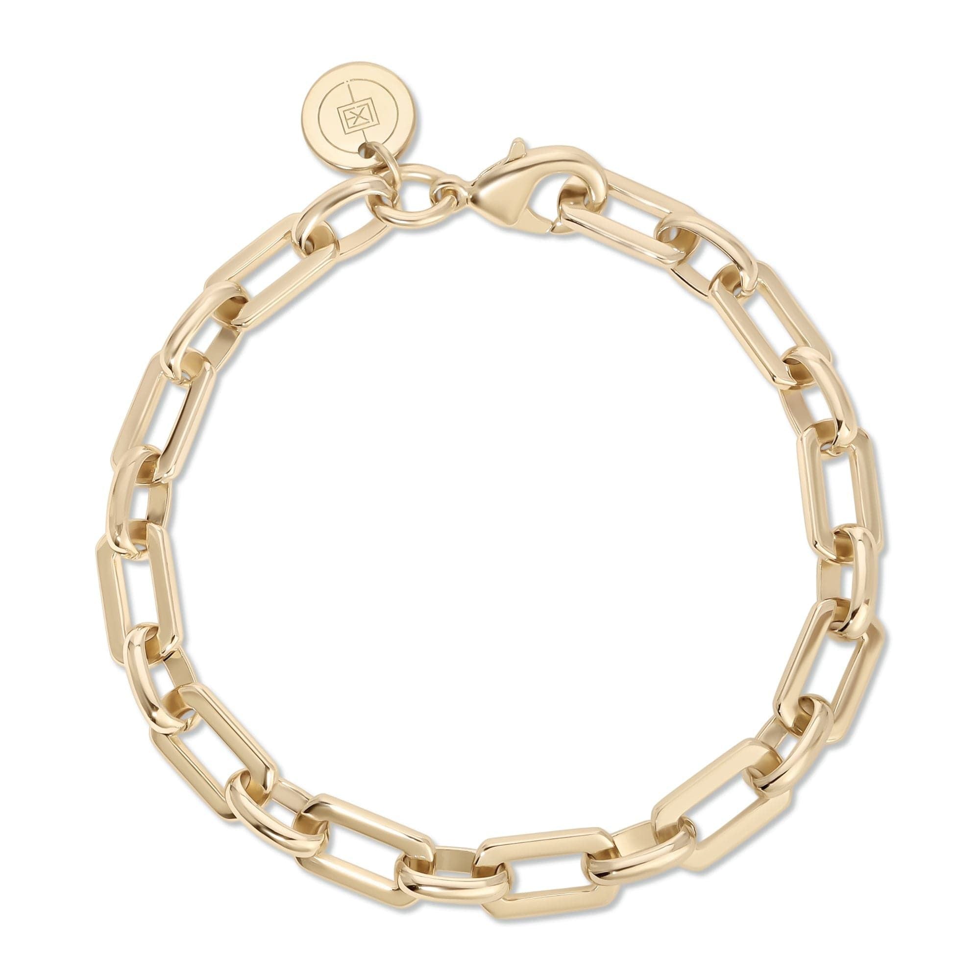 Gold-toned chain-link bracelet with 14k gold plating and recycled brass in Liv Anklet