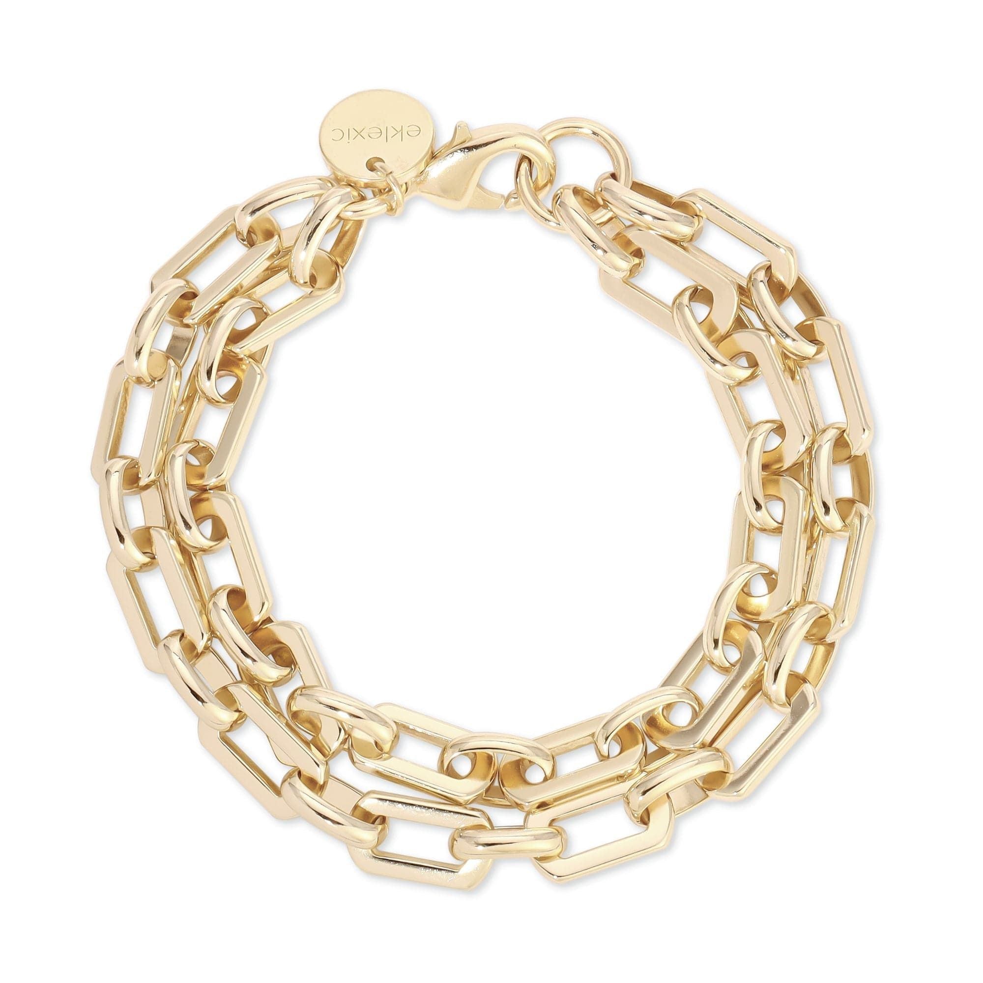 Gold-toned double-strand Liv Double Chain Bracelet with 14k gold plating and recycled brass finishes