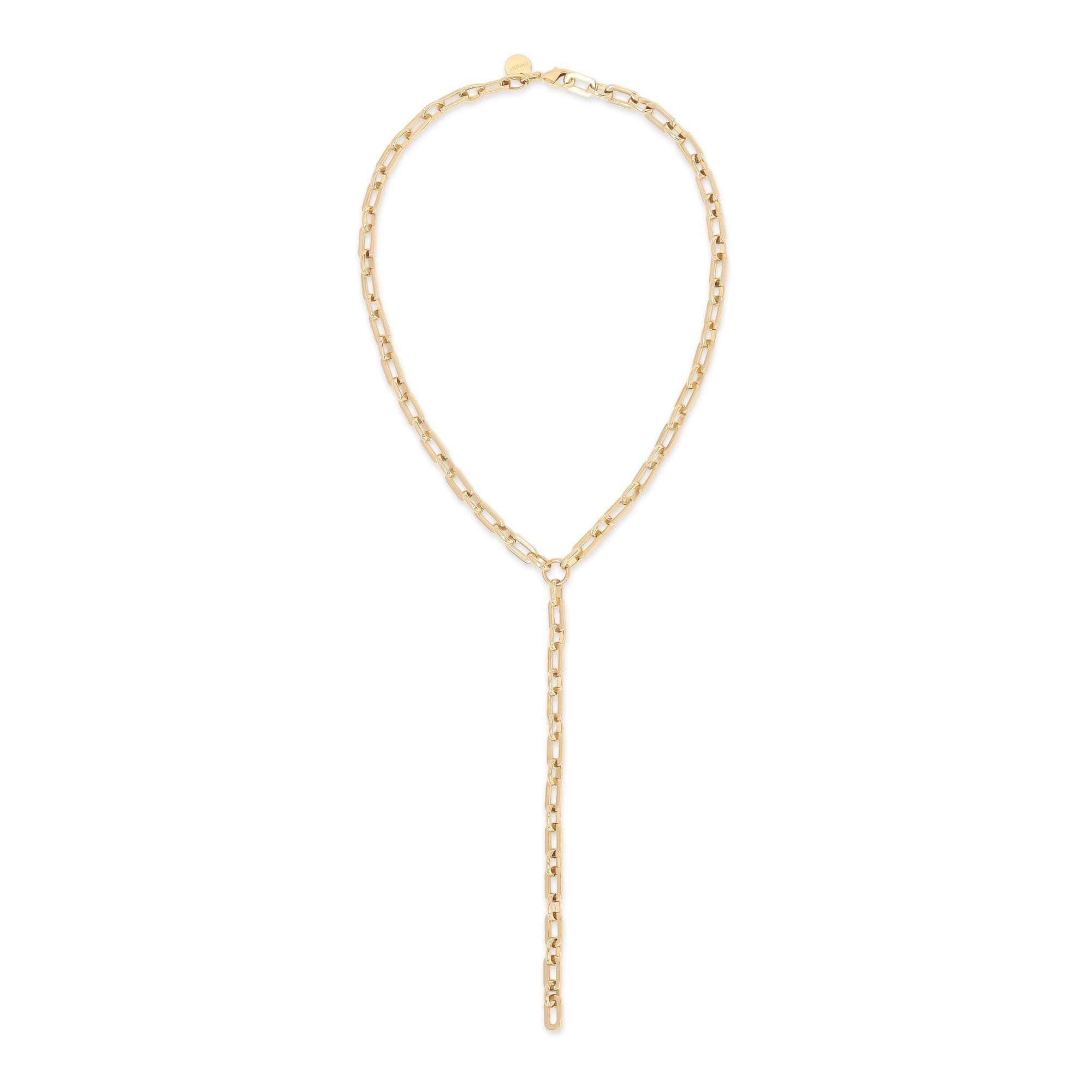 Gold-toned Liv Lariat Y-necklace features recycled brass finishes and 14k gold plating