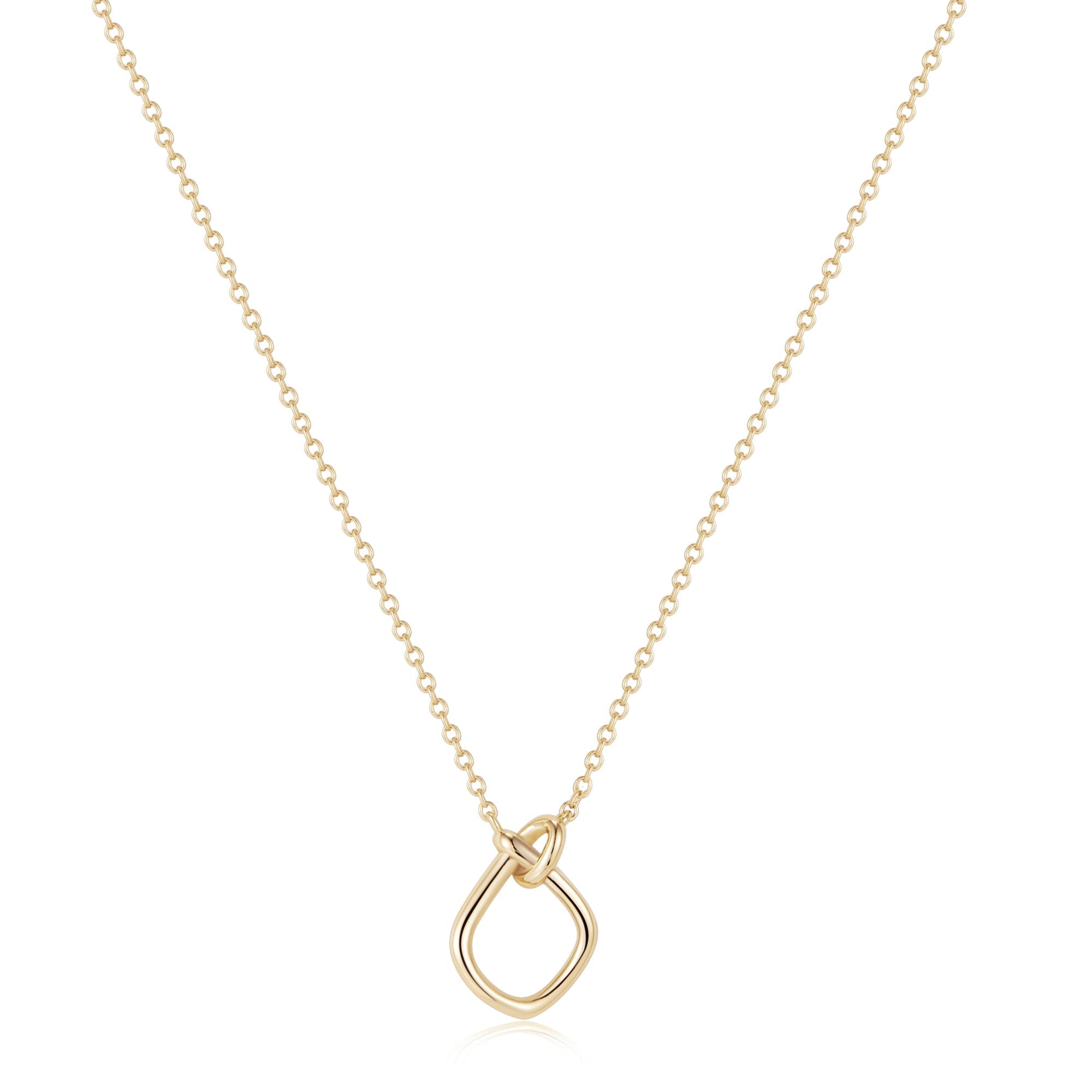 Gold necklace with abstract pendant from the Love You Knot Necklace collection in 14k gold