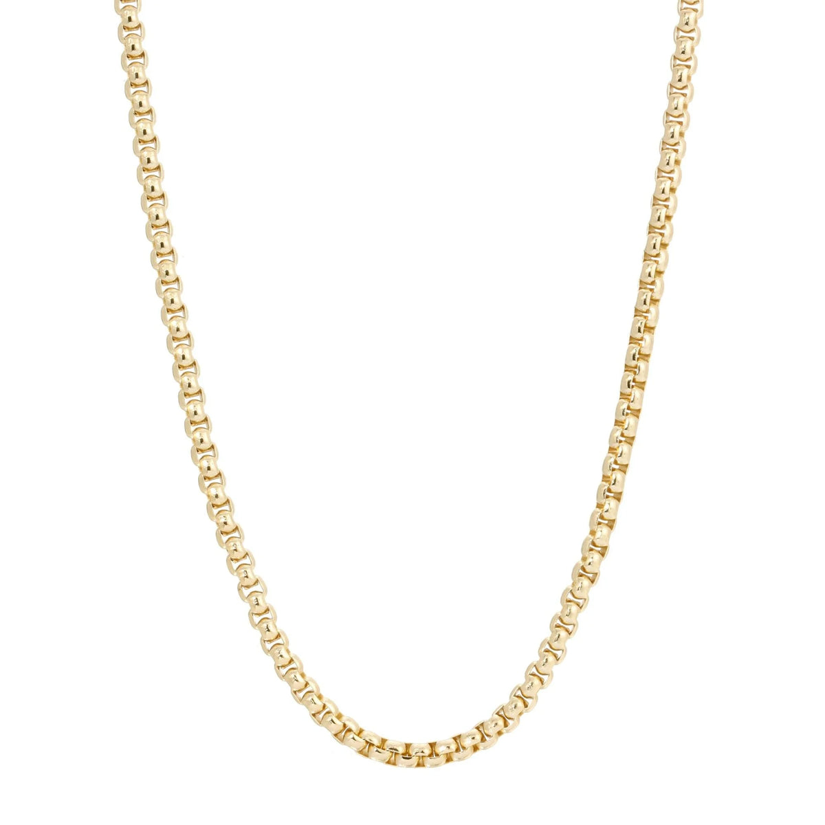 Shiny gold box chain necklace from Luciana perfect for casual or dressy looks