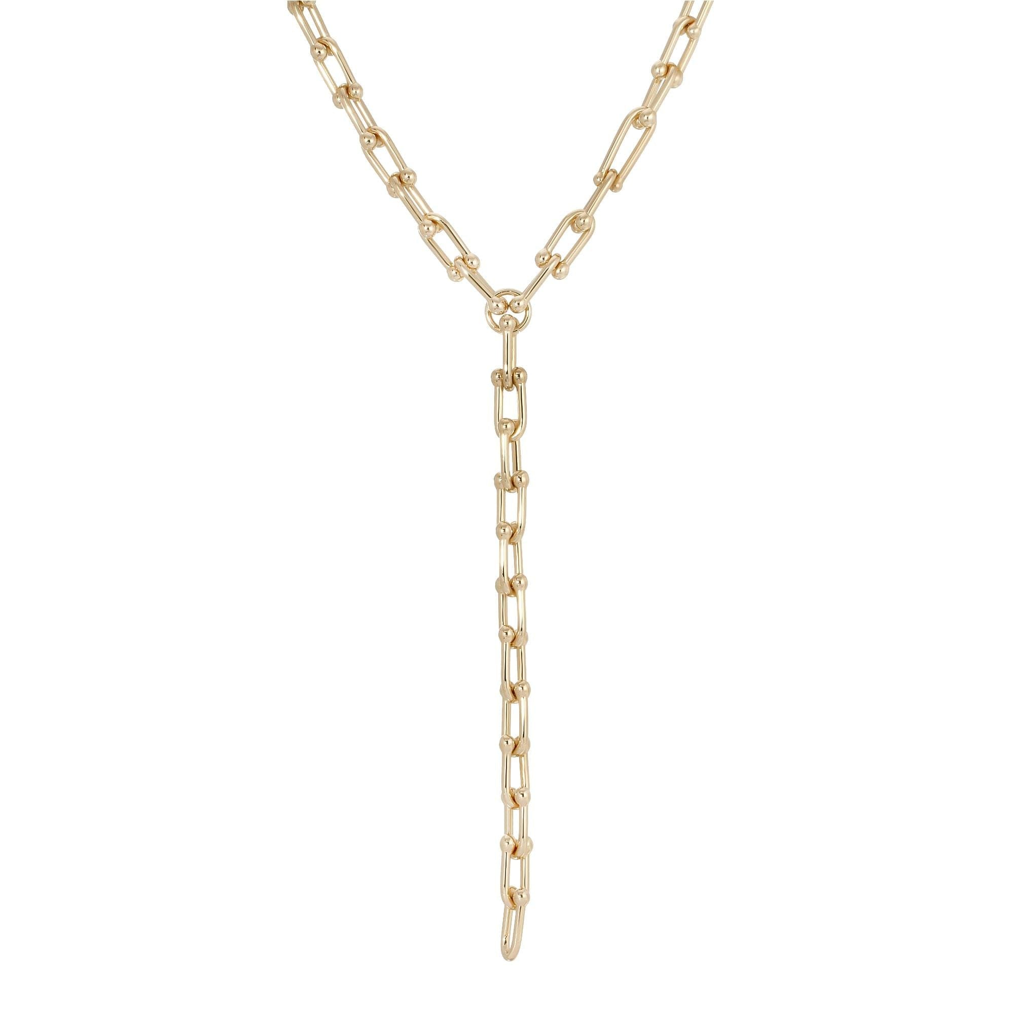 Gold-toned Margaux Lariat Necklace with custom U link and length options for versatile styling