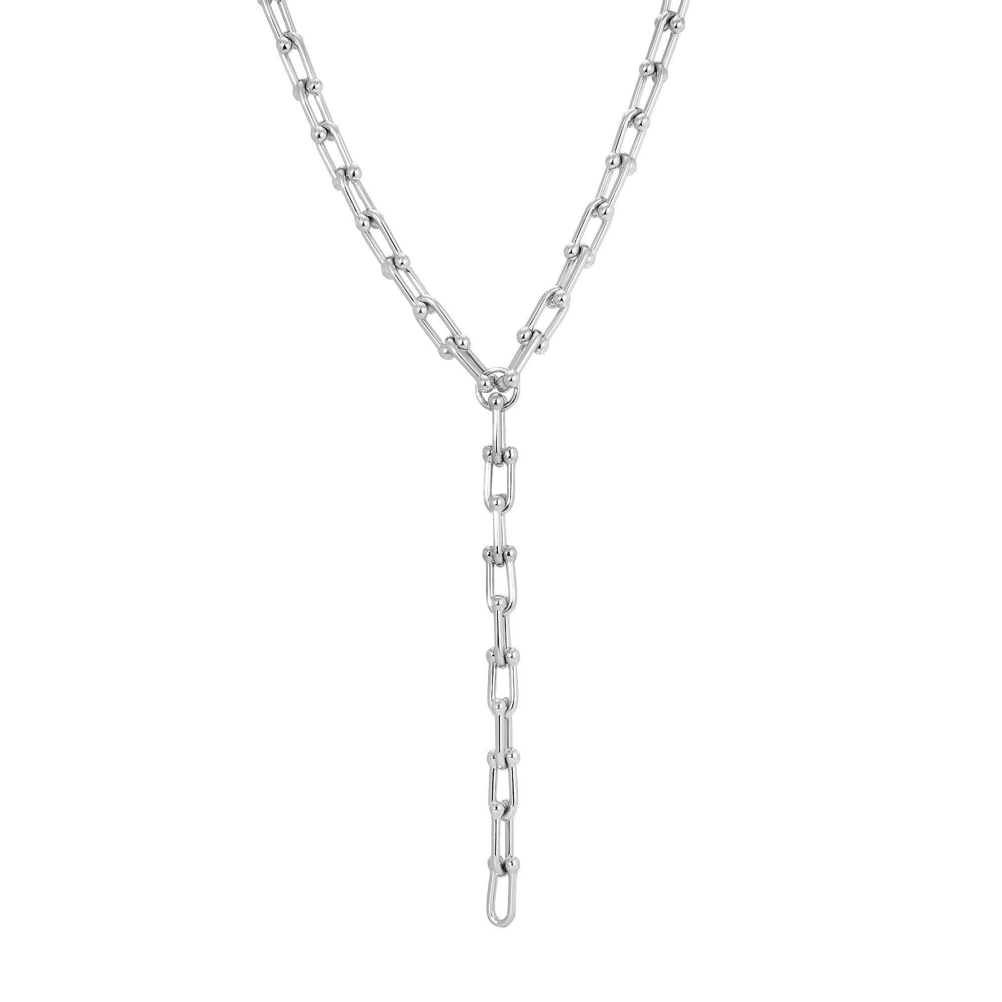 Silver chain Y-necklace Margaux Lariat with custom U link and multiple length options