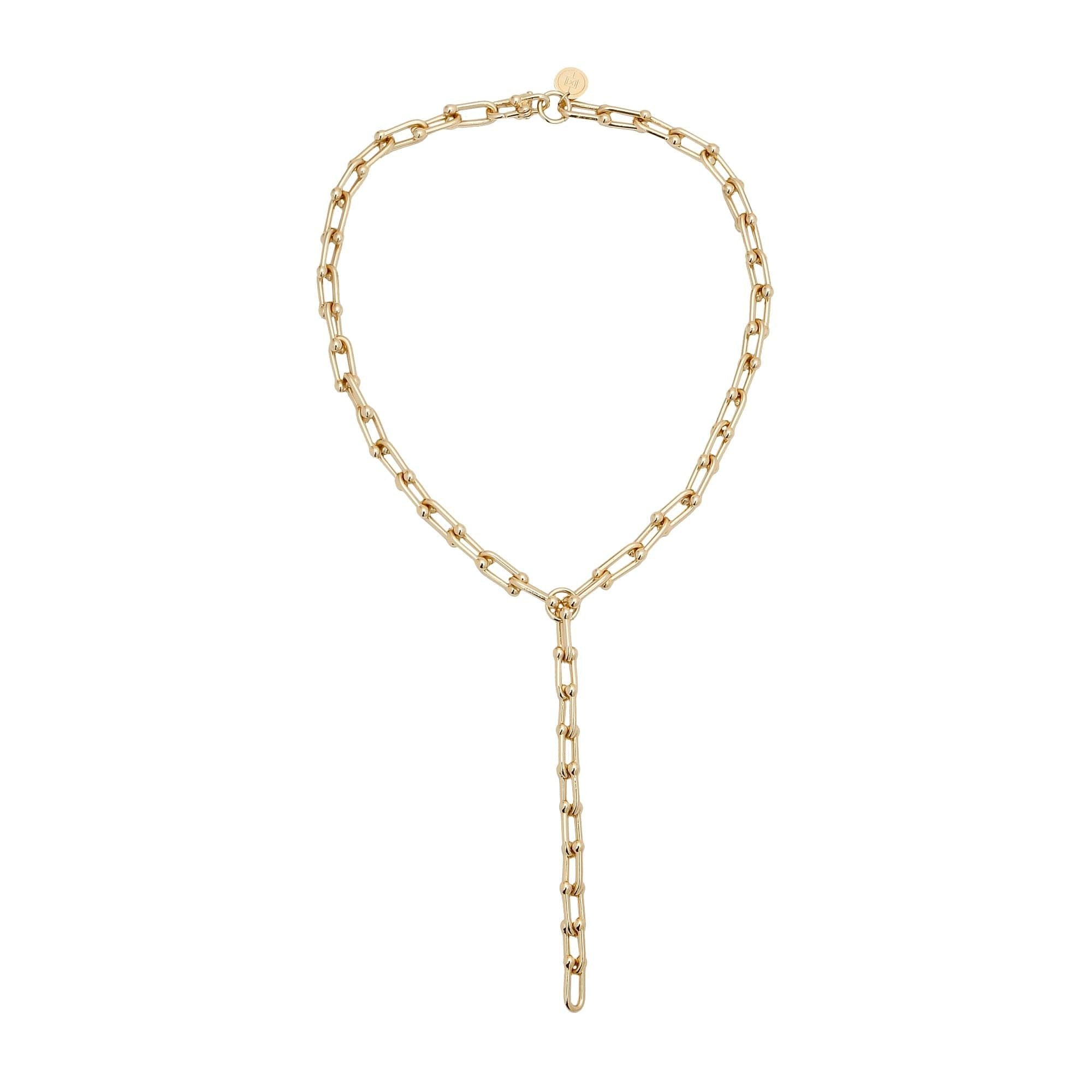 Gold-toned chain Margaux Lariat Necklace with custom U link and length options