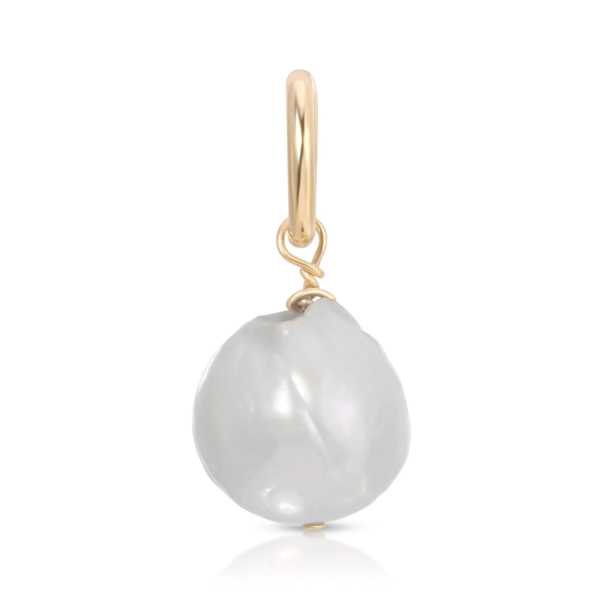 Medium Baroque Pearl Pendant with Gold Hoop for elegant jewelry style