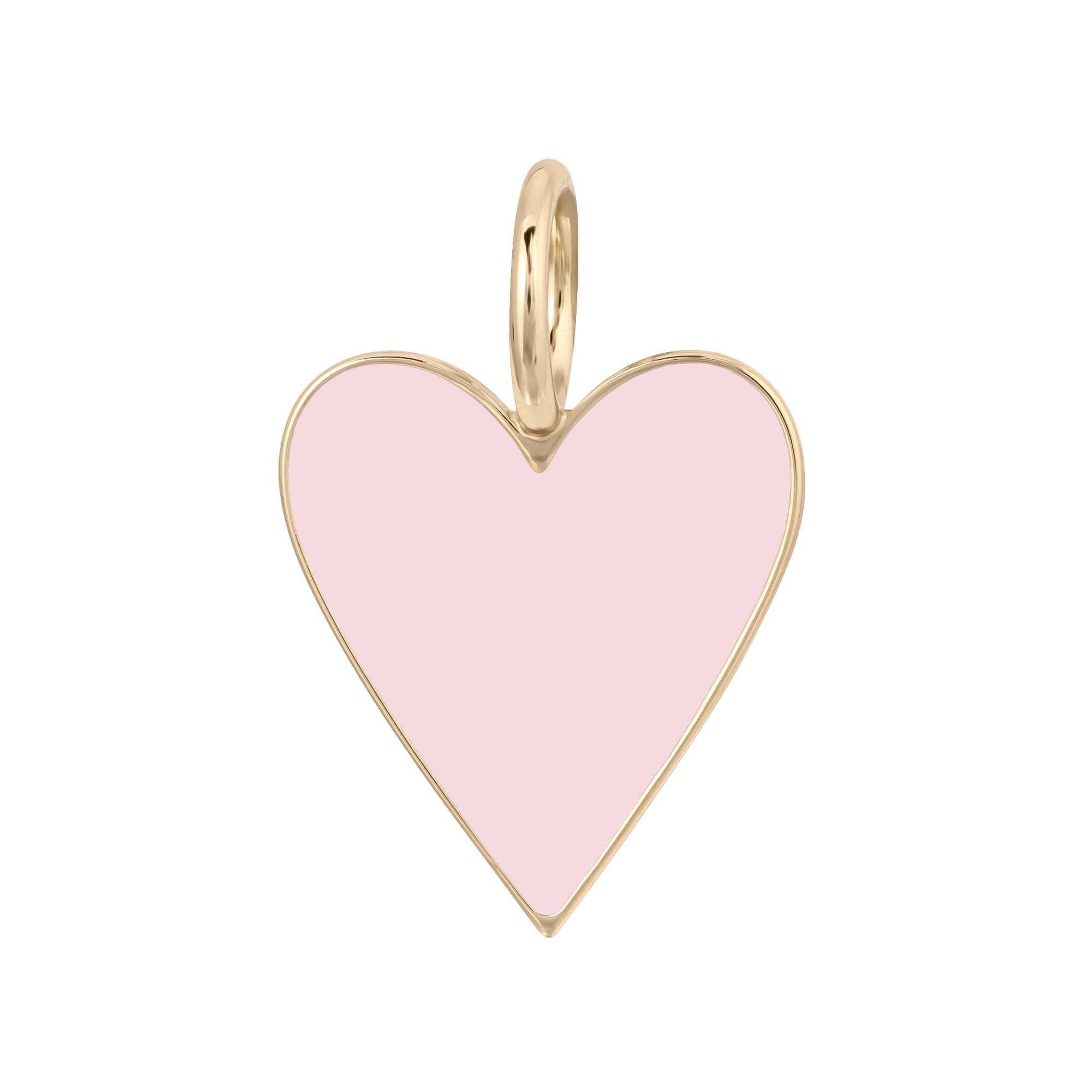 Gold-trimmed pink heart pendant on an elongated link chain, Medium Enamel Helena