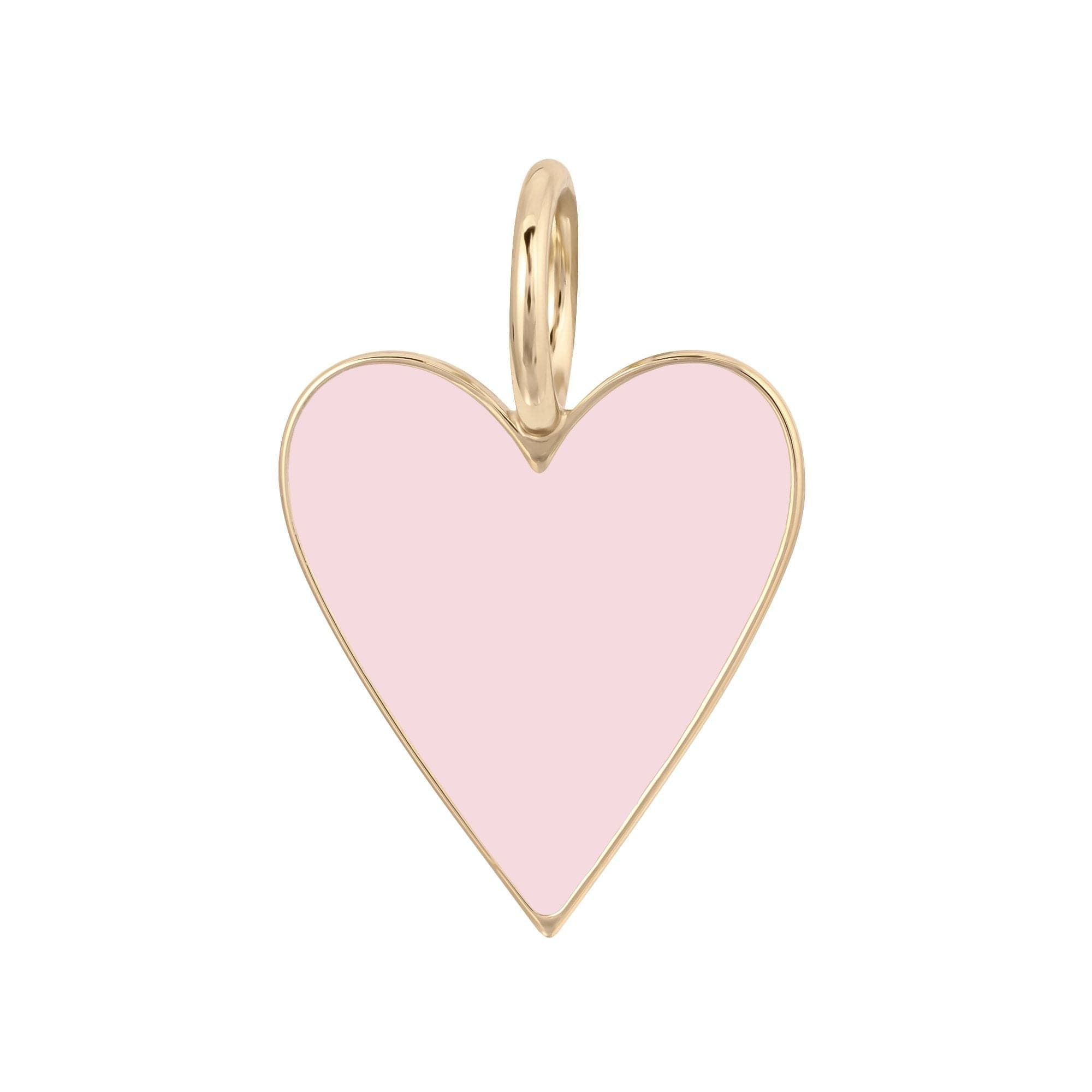 Pink enamel heart pendant with gold trim from Medium Enamel Helena on elongated link chain