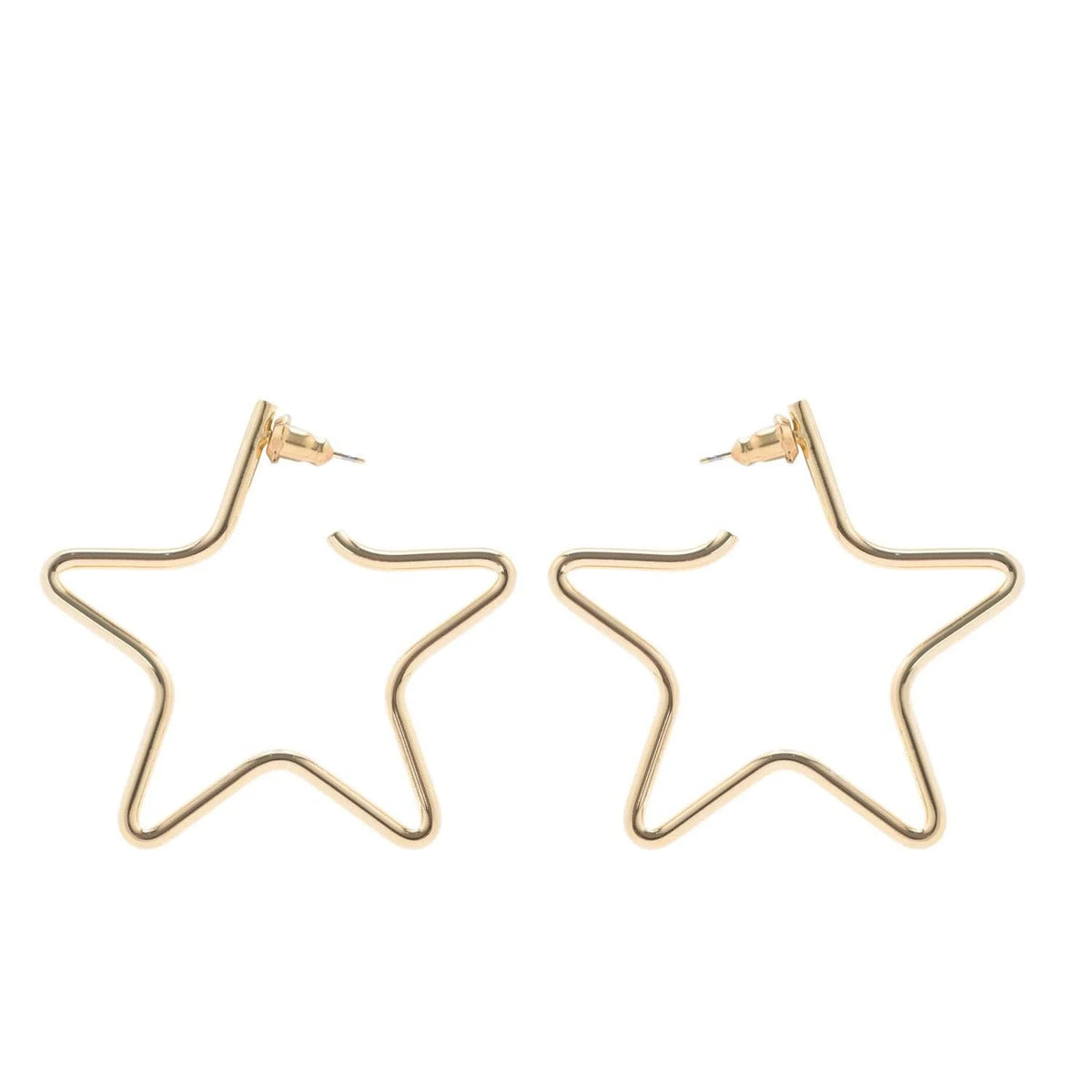 Gold star hoop earrings from Medium Full Star Earrings line, perfect for a cool look