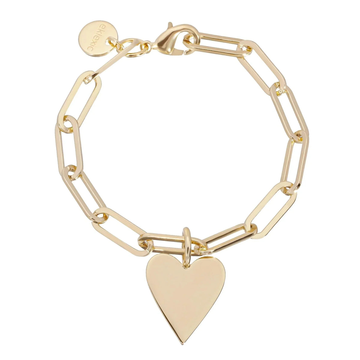 Gold-toned link bracelet with heart charm from Medium Helena & Large Elongated Link Chain Bracelet