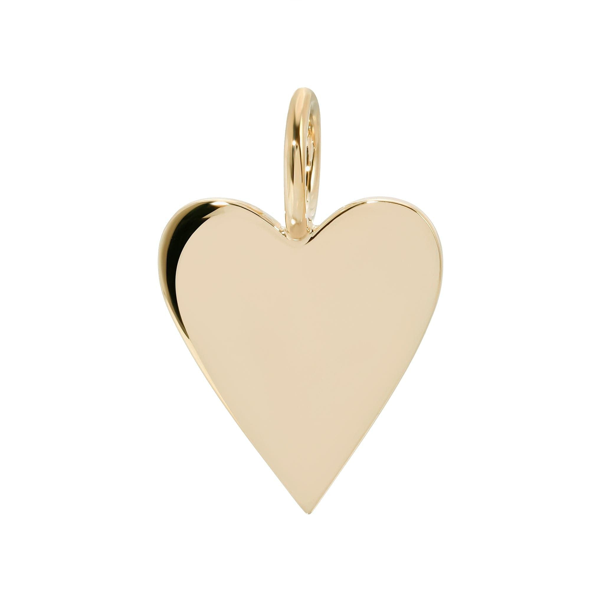 Gold heart shaped pendant from the Medium Helena Pendant collection, made with recycled brass plated