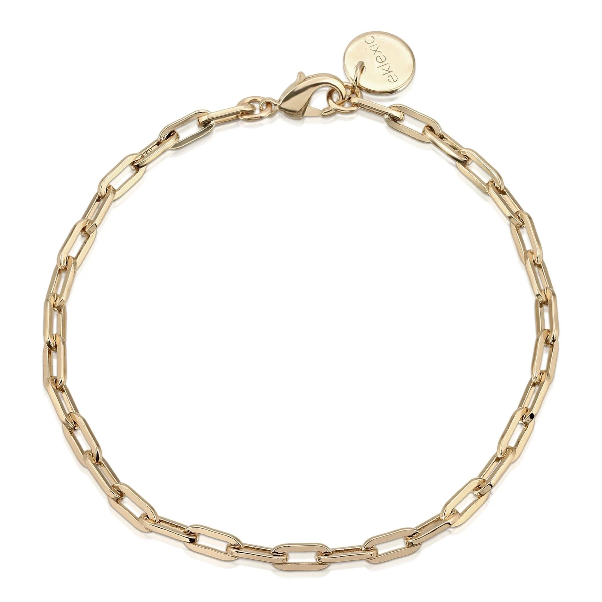 Gold-toned chain bracelet made from recycled brass with 14k gold finish