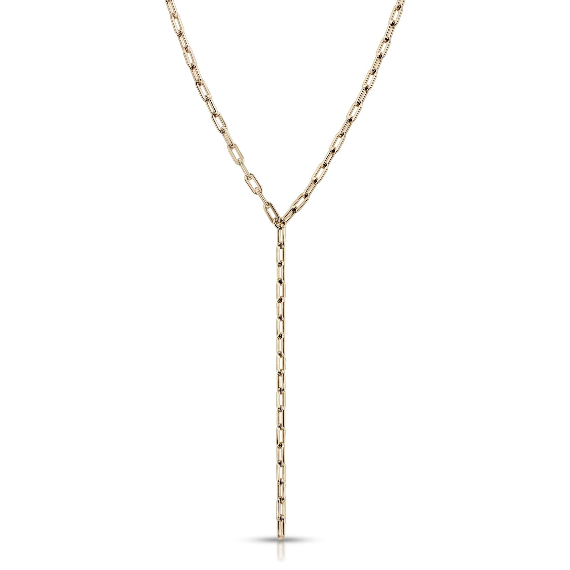 Gold-toned Medium Link Lariat featuring a recycled brass plated design