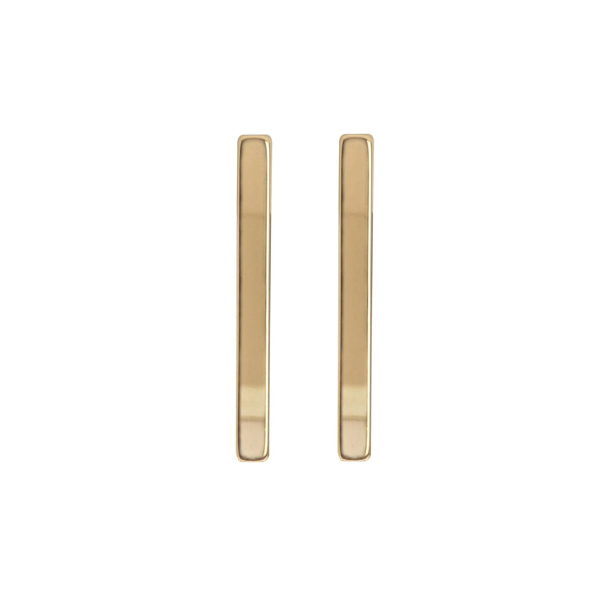 Medium Stick Earrings featuring shiny gold bar earrings, perfect for a stylish look
