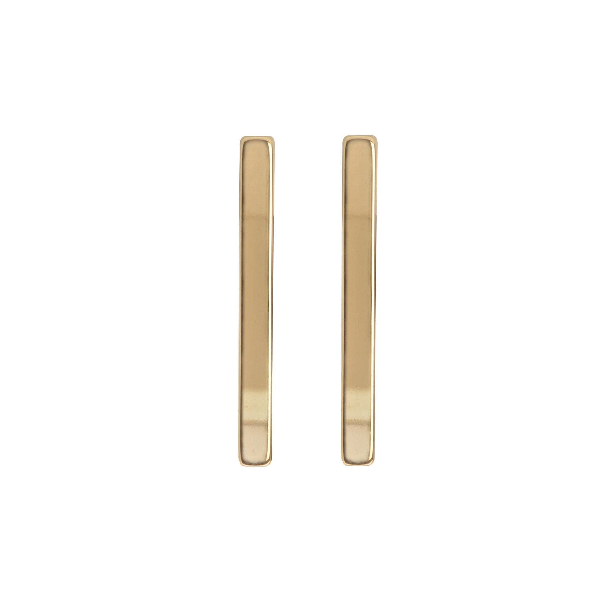 Medium Stick Earrings in 14k Yellow Gold featuring a stylish pair of gold bar design