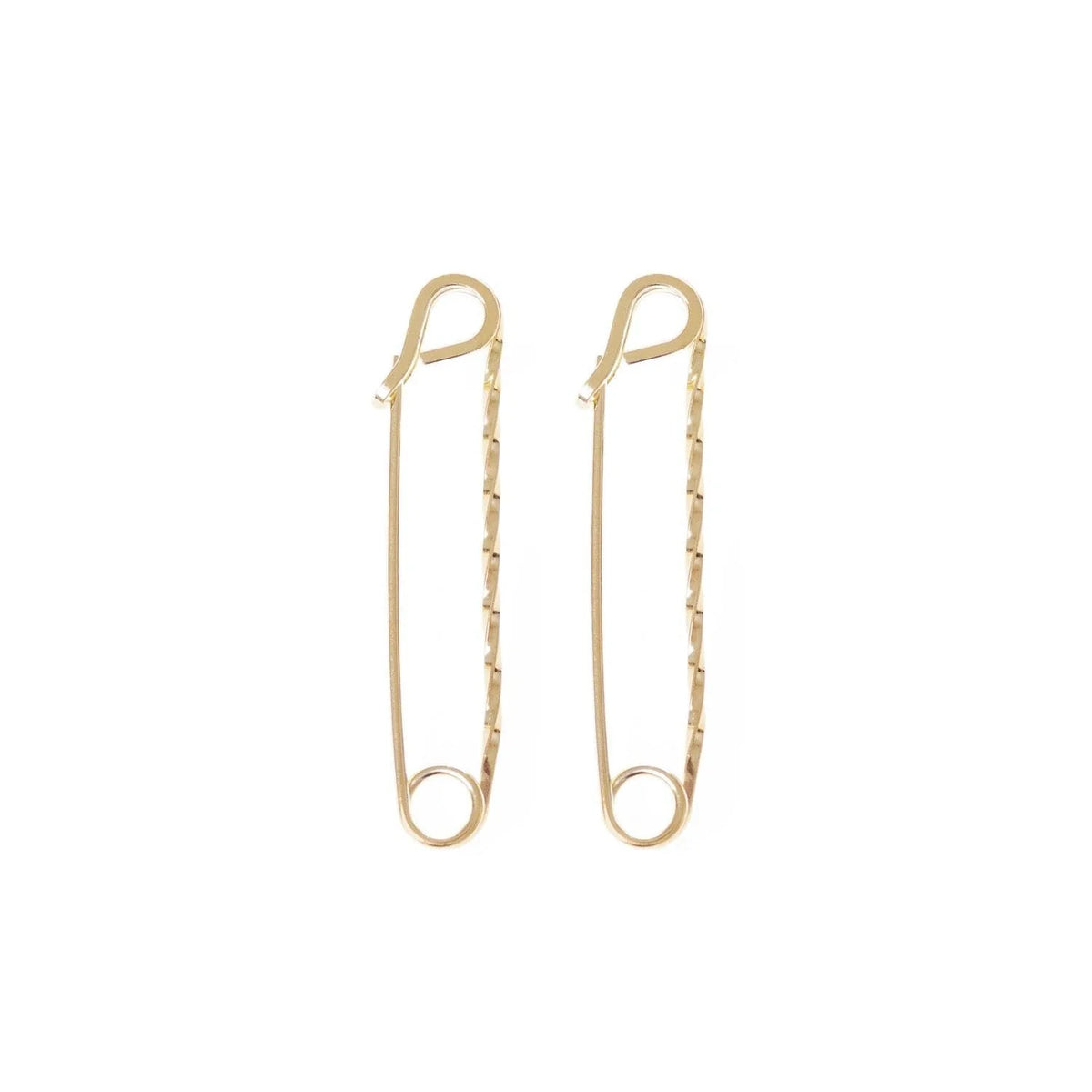 Gold safety pin earrings from the Medium Twisted Safety Pin Earrings collection