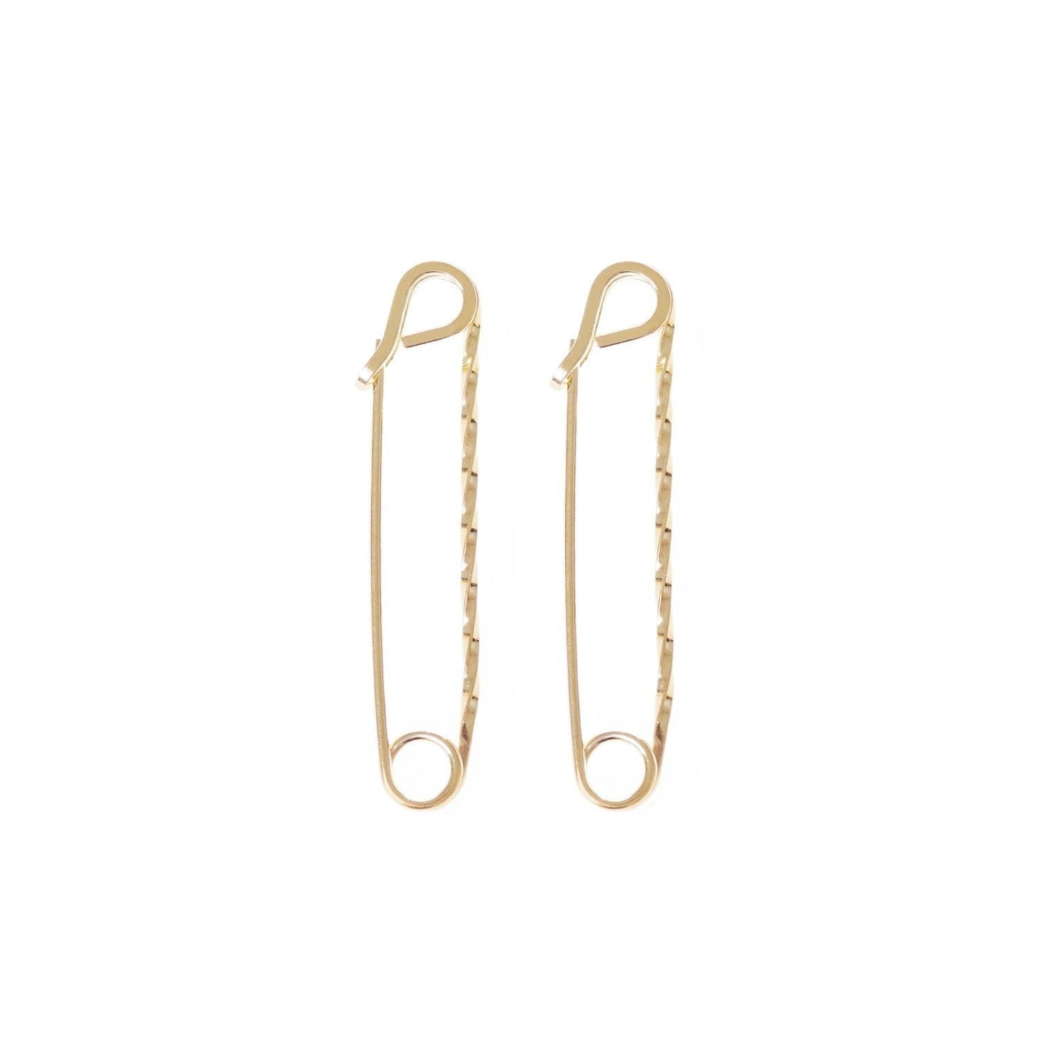 Medium Twisted Safety Pin Earrings in 14k Yellow Gold with Yellow Gold Rhodium Finish