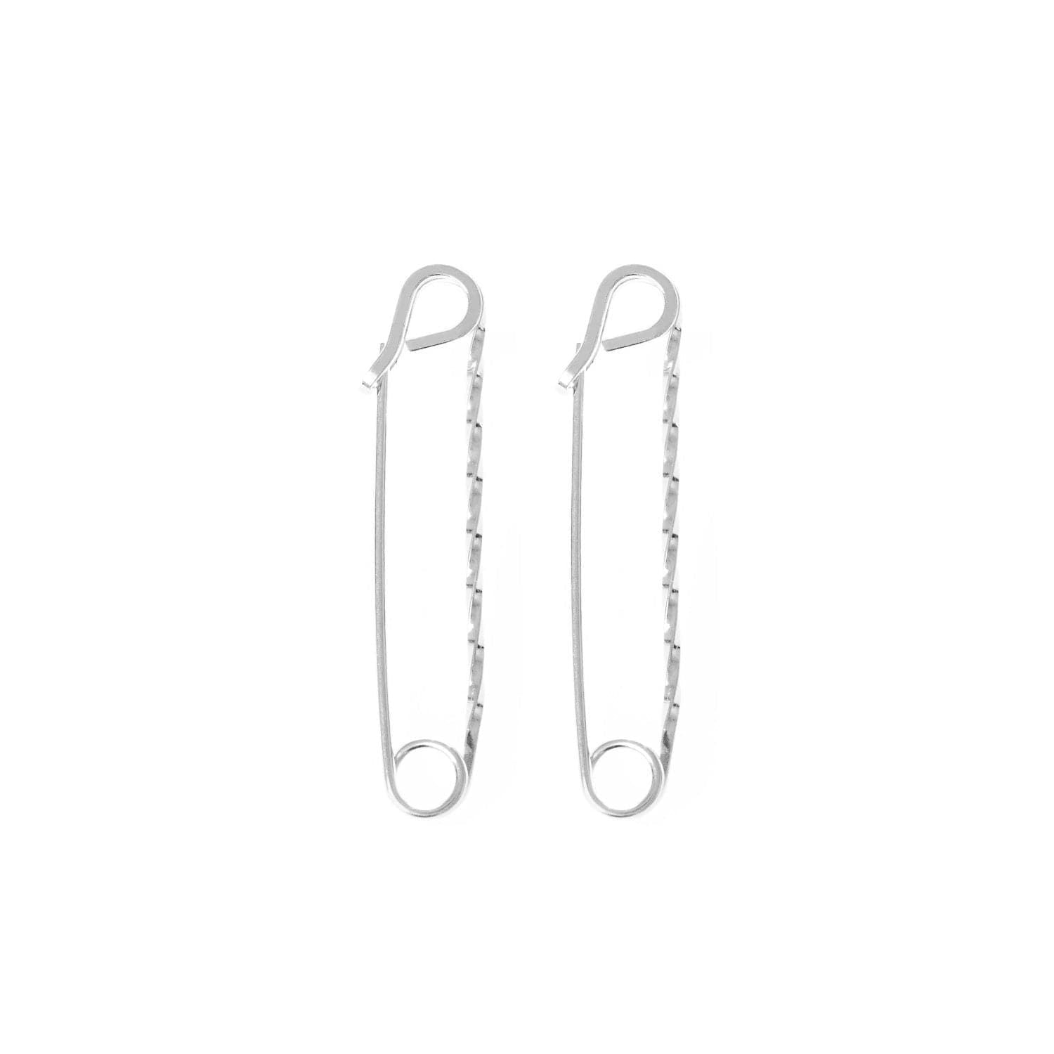 Medium Twisted Safety Pin Earrings in silver with 14k yellow gold accents