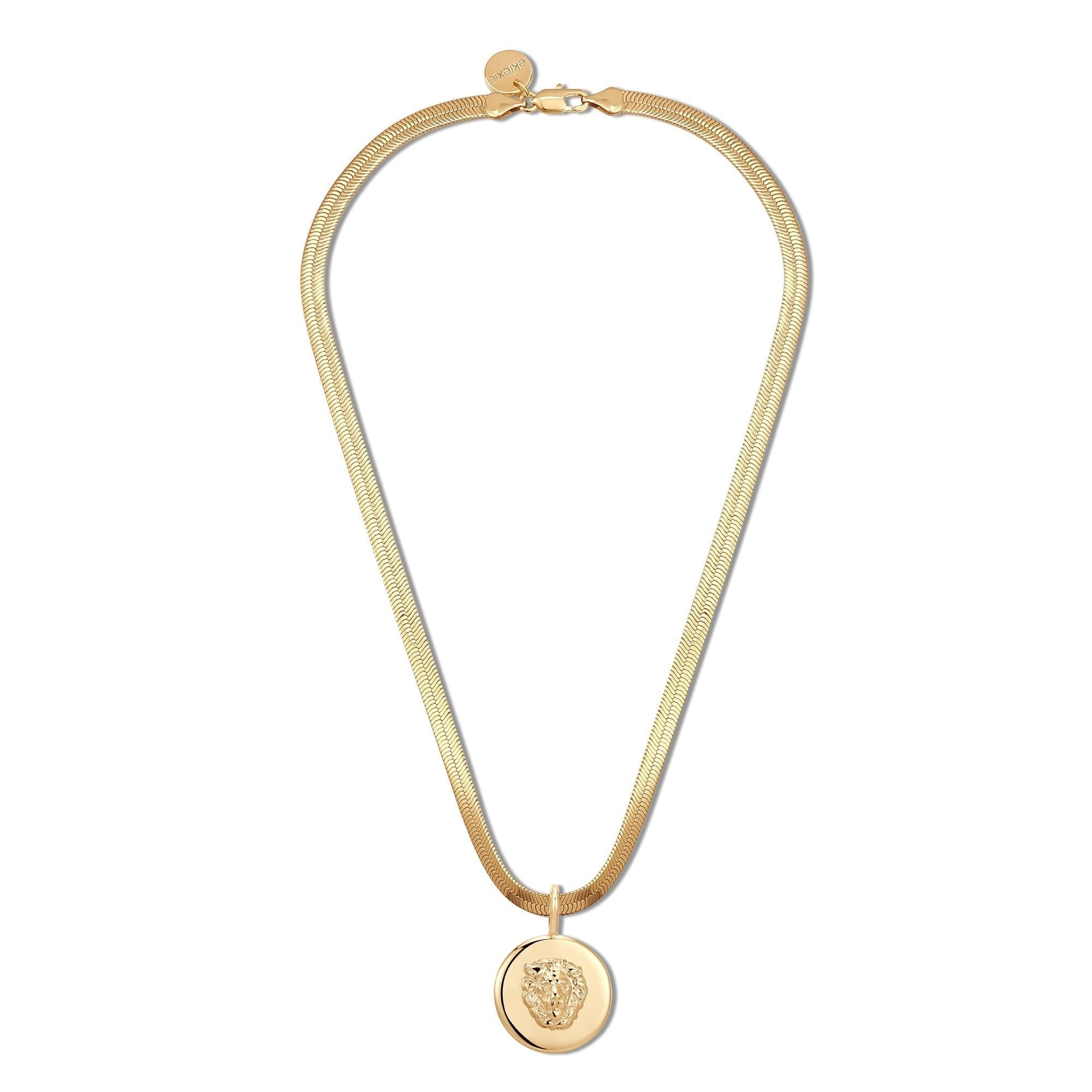 Gold herringbone chain necklace featuring Leni pendant, part of Melissa Pendant Necklace