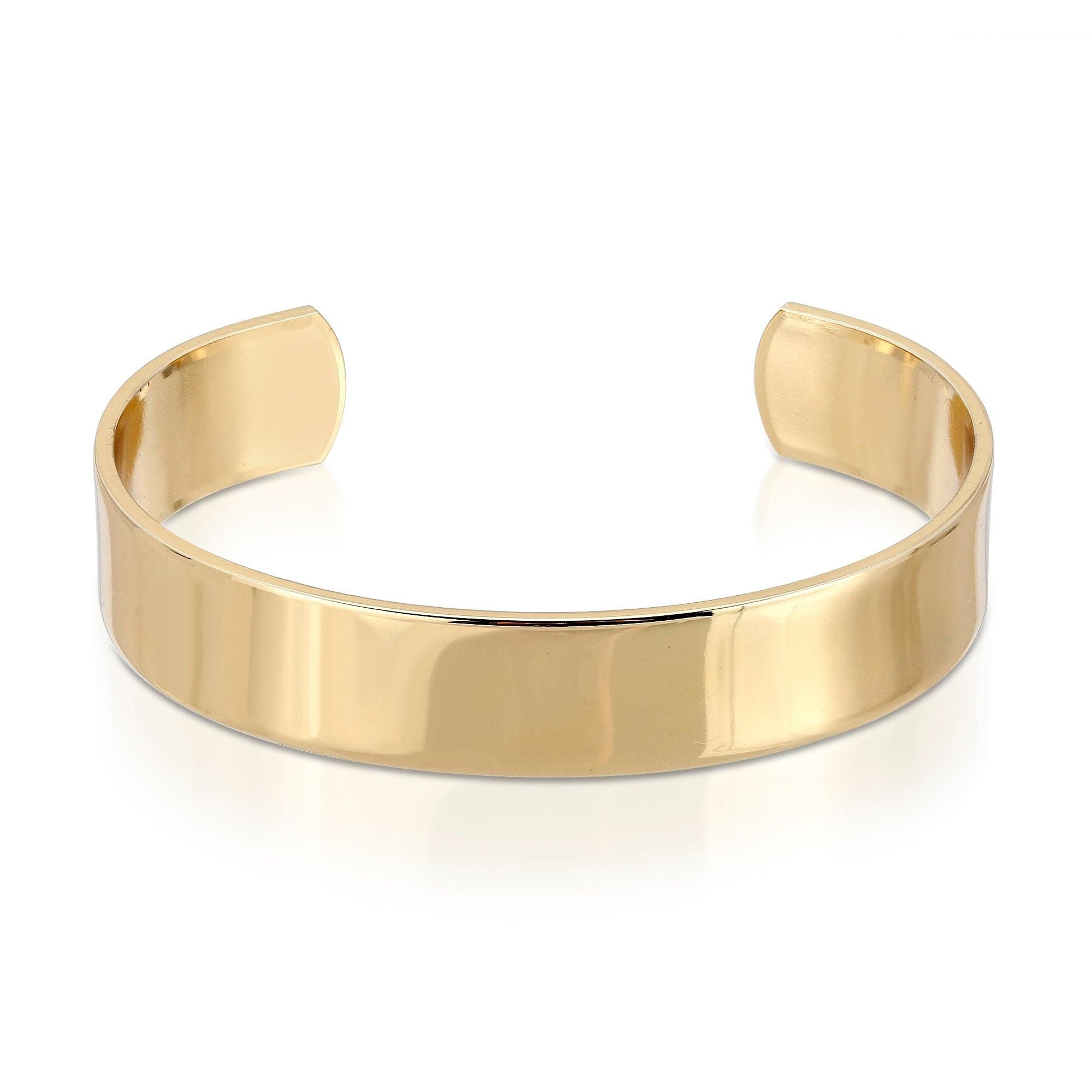 Gold-colored metal cuff bracelet made of inch recycled brass, perfect for style