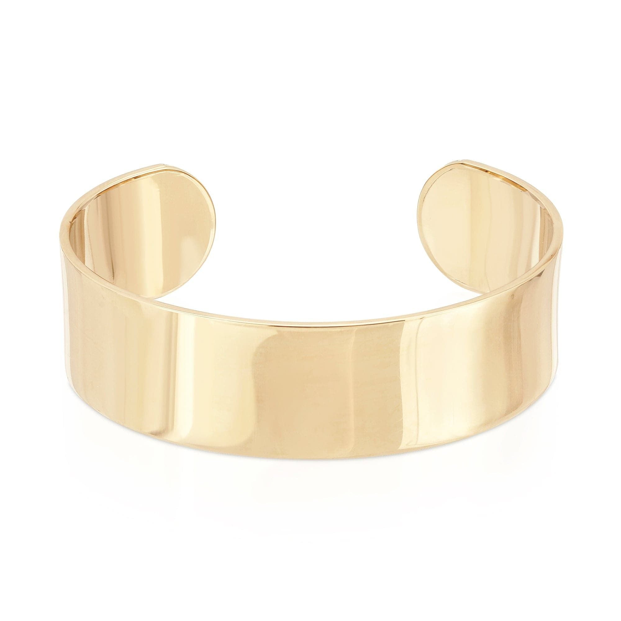 Gold-colored metal cuff bracelet made of inch recycled brass, perfect as a stylish accessory