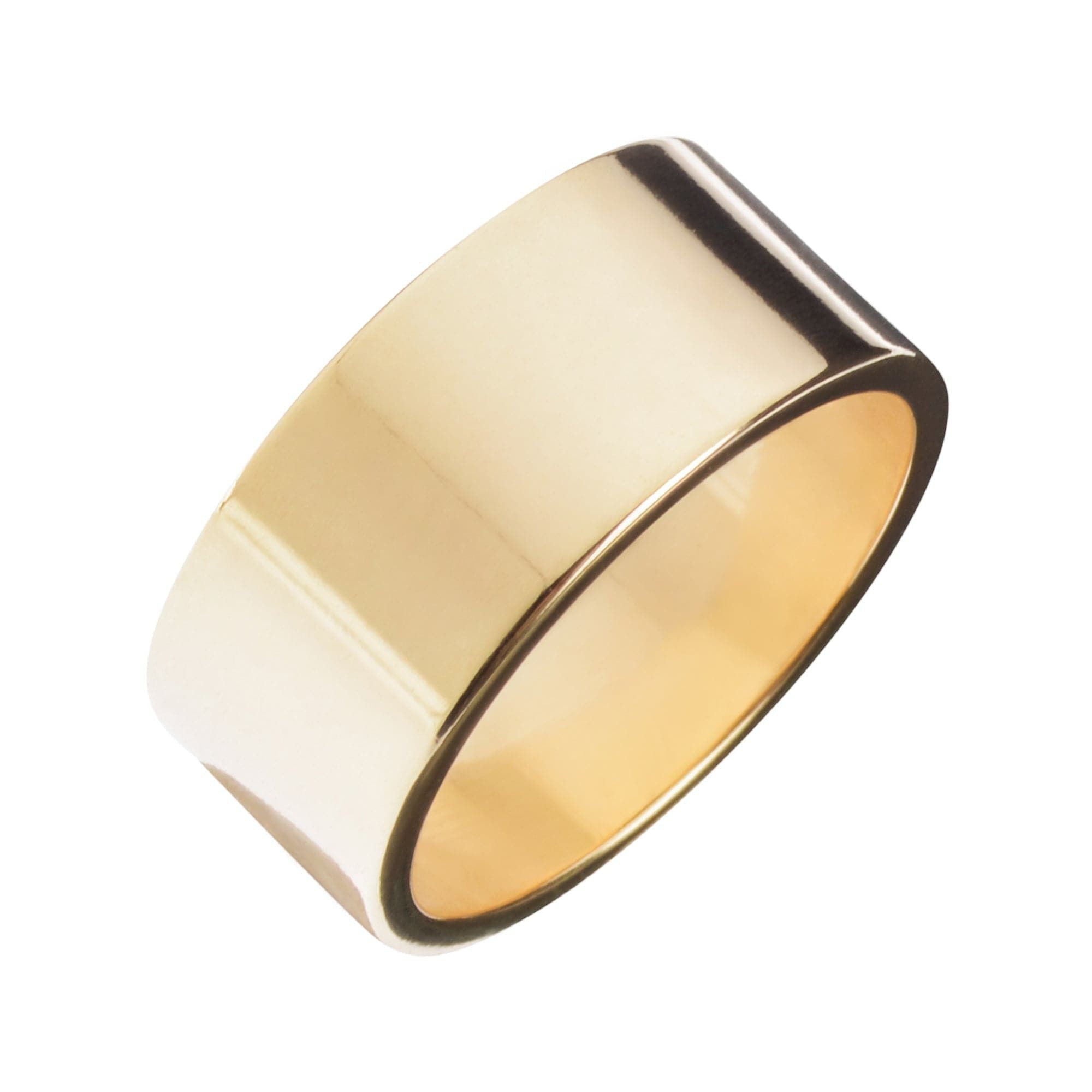 Polished gold flat ring for men with 9.5mm design and modern style