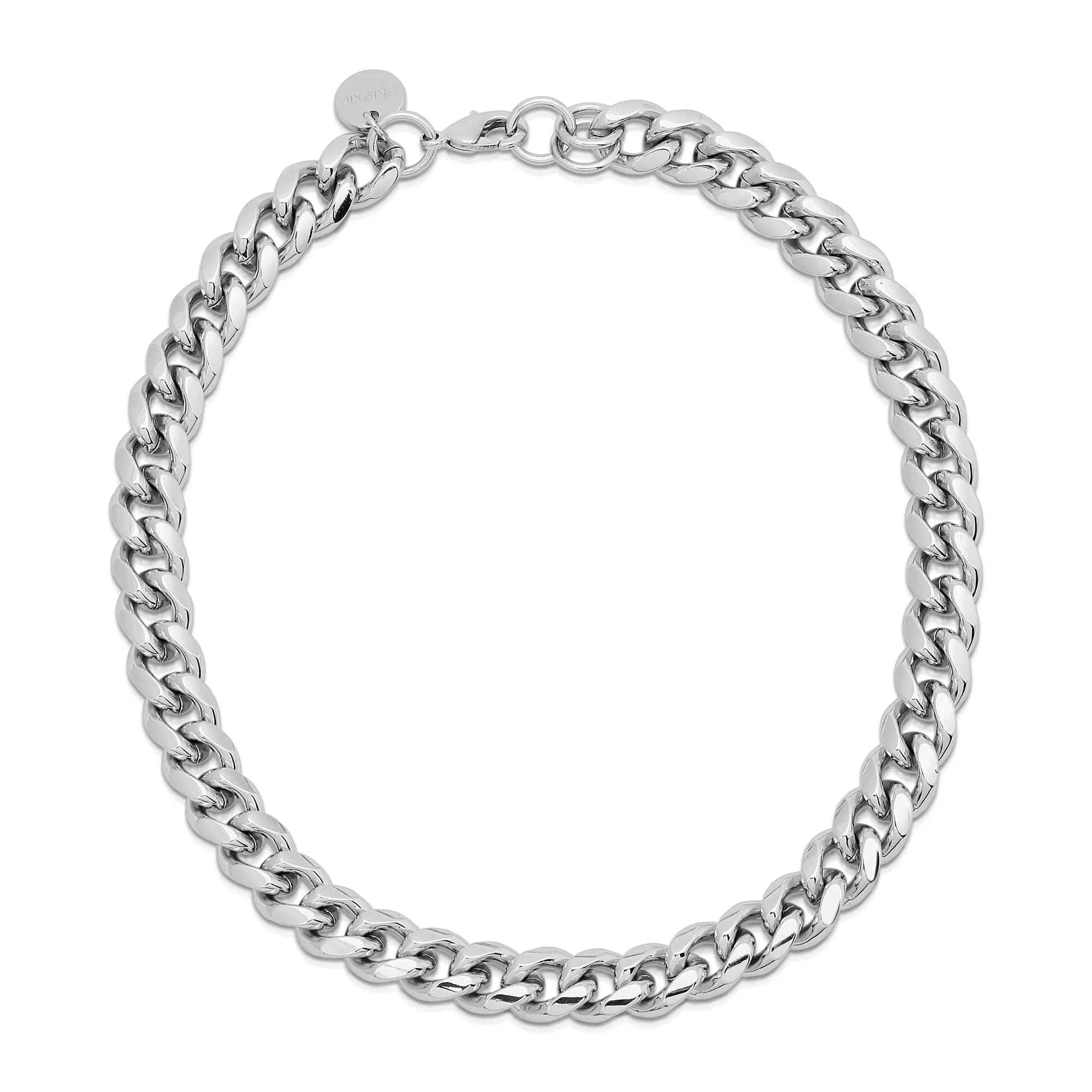 Silver curb chain necklace featuring a Men’s Cuban Link Necklace with recycled brass chain