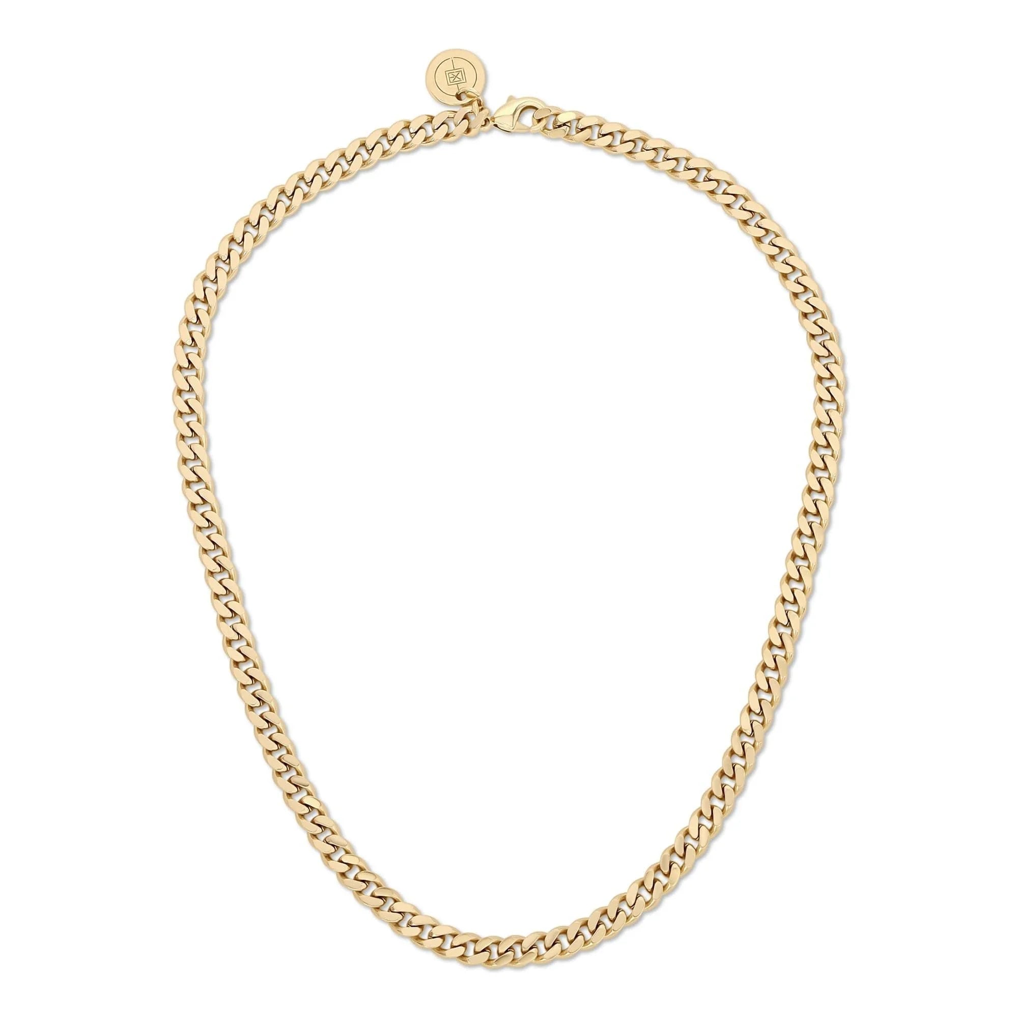 Gold-toned micro curb chain necklace in recycled brass stunning for men’s gift