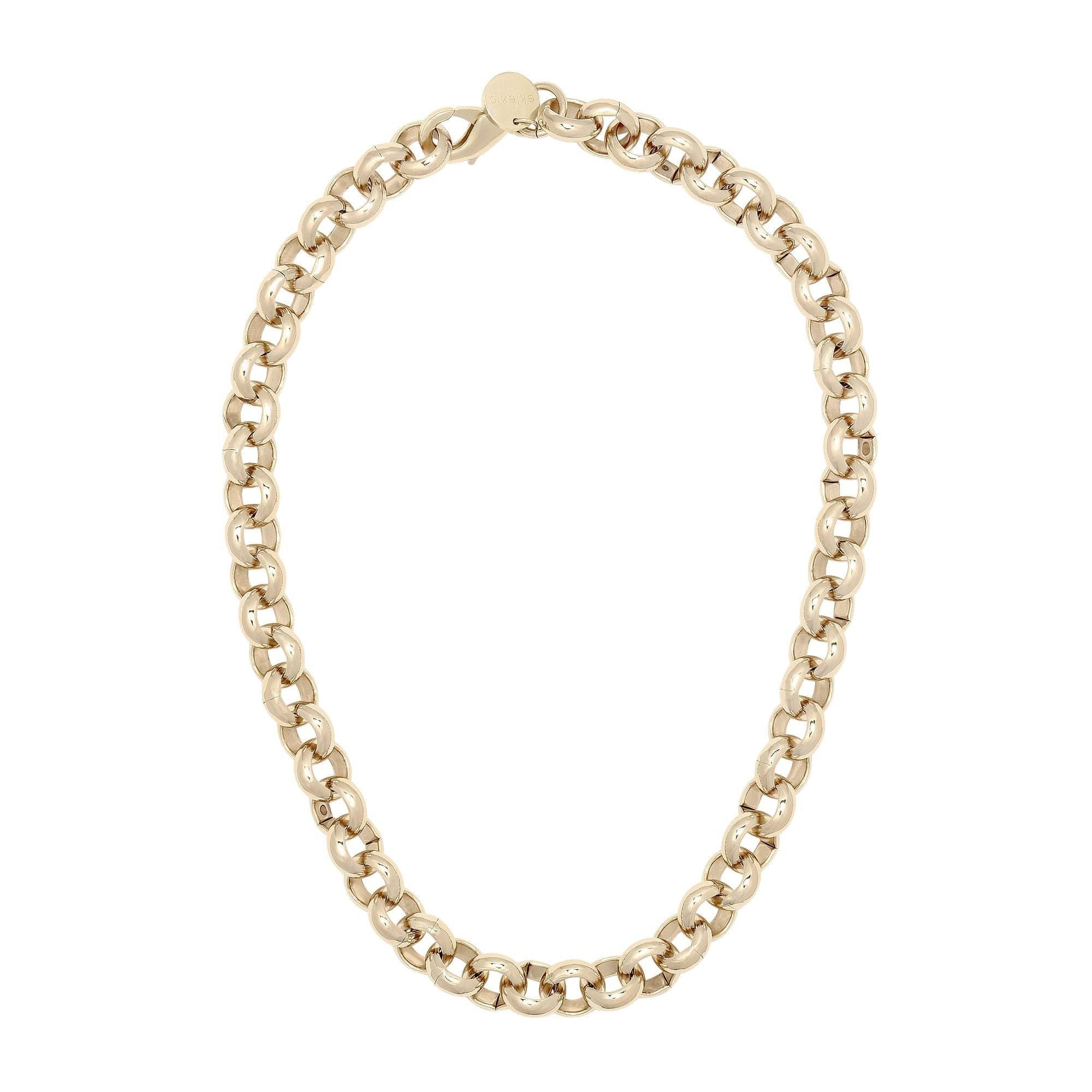 Gold chain necklace featuring a chunky rolo design and 12mm diameter clasp