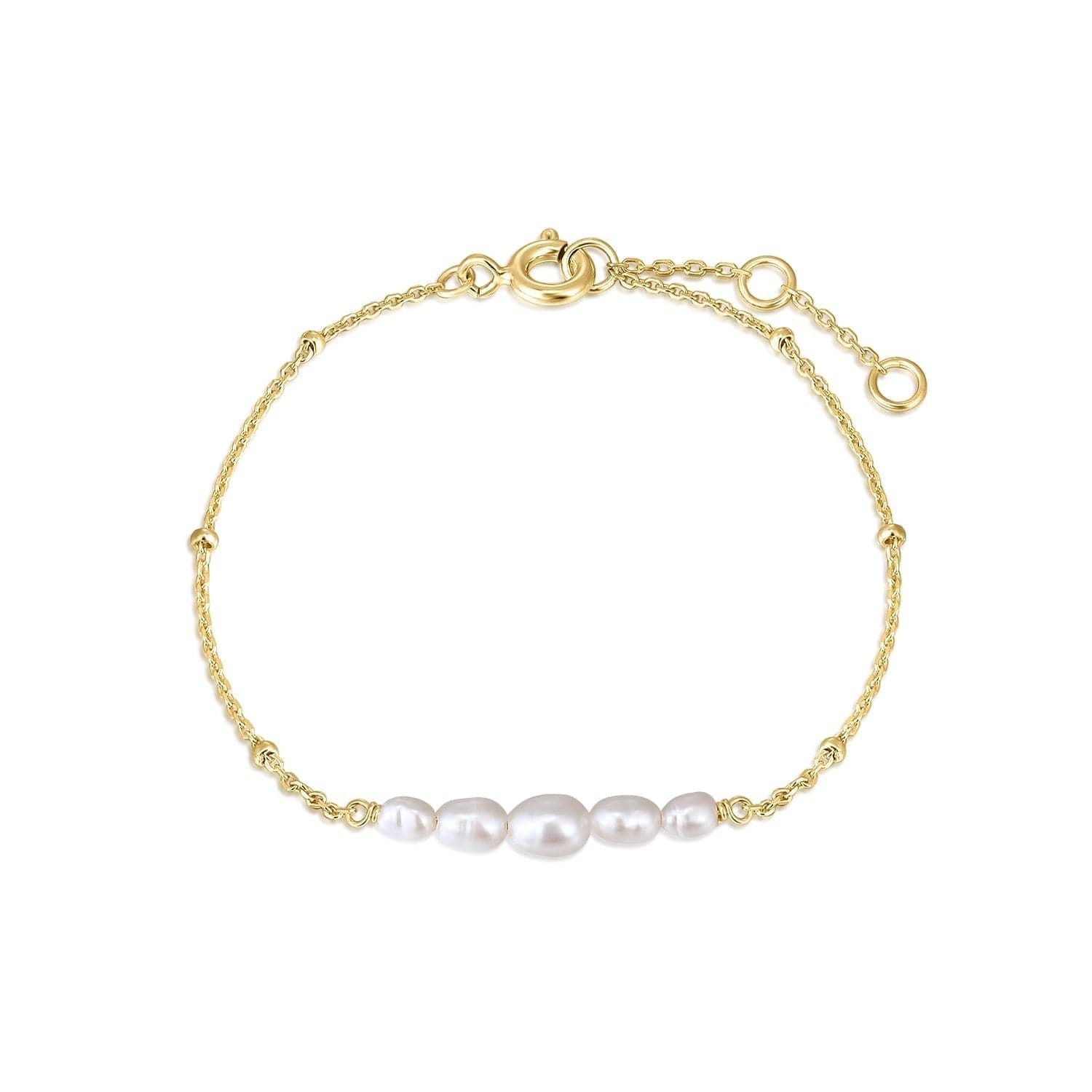 Micro Clustered Pearl & Bead Bracelet featuring fresh water pearls and 14k gold plated design