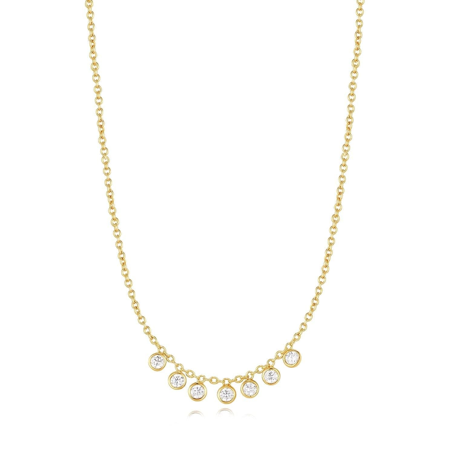 14k Gold Plated Micro Cz Chandelier Necklace with Dangling Diamonds for Elegant Style