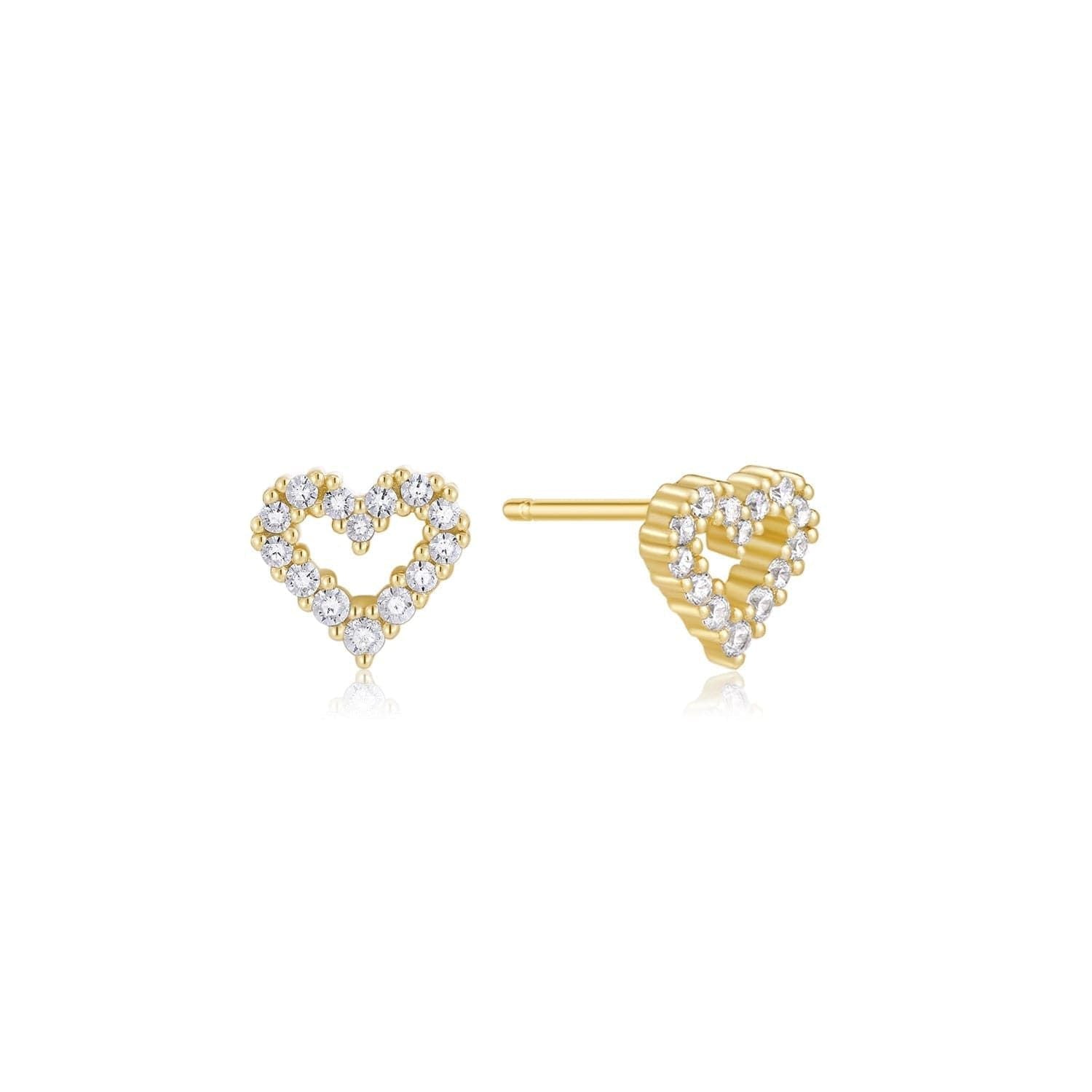 14k Gold Vermeil Heart Studs with Micro CZ for a stunning accessory choice