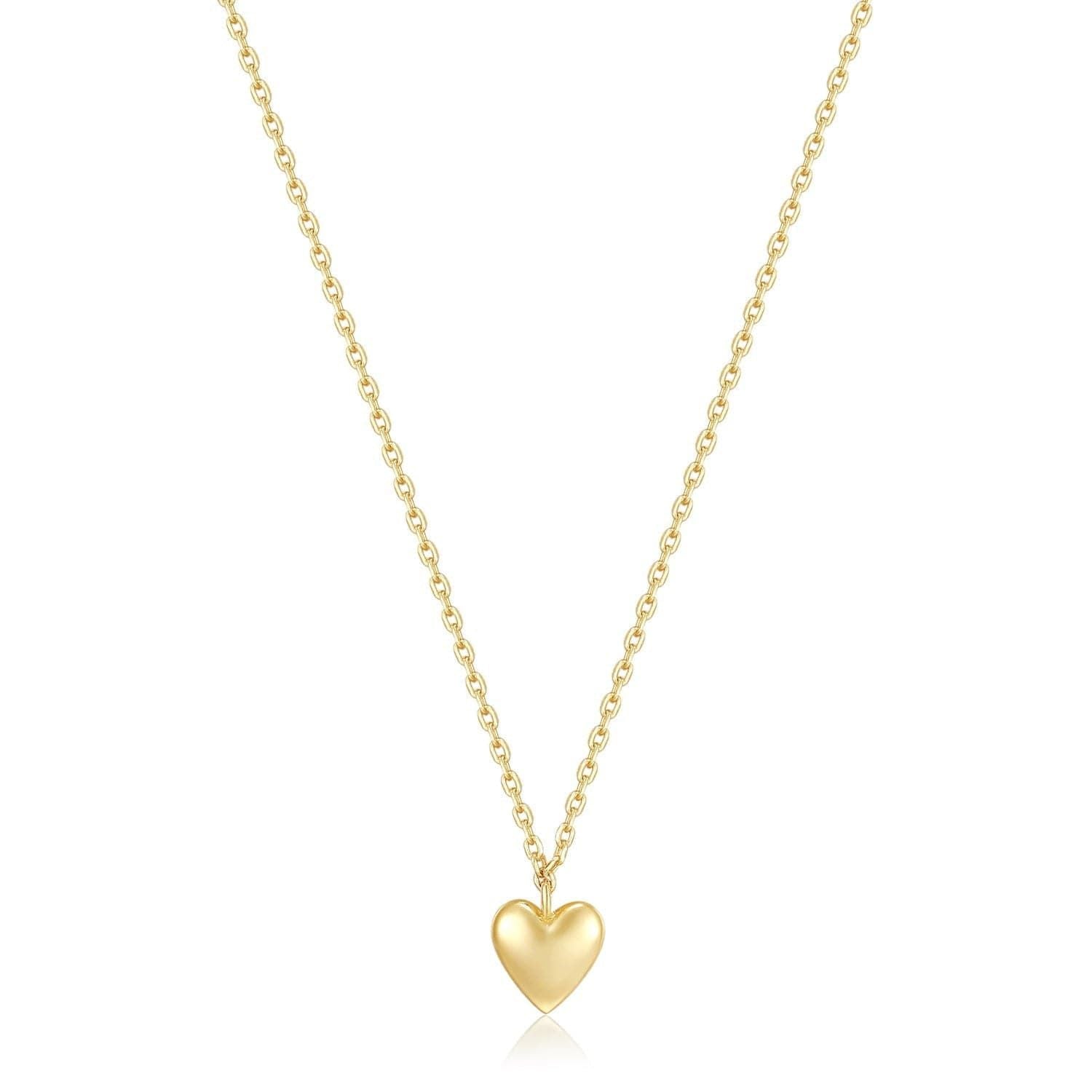 14k gold plated Micro Heart Charm Necklace with a 2in heart measures pendant