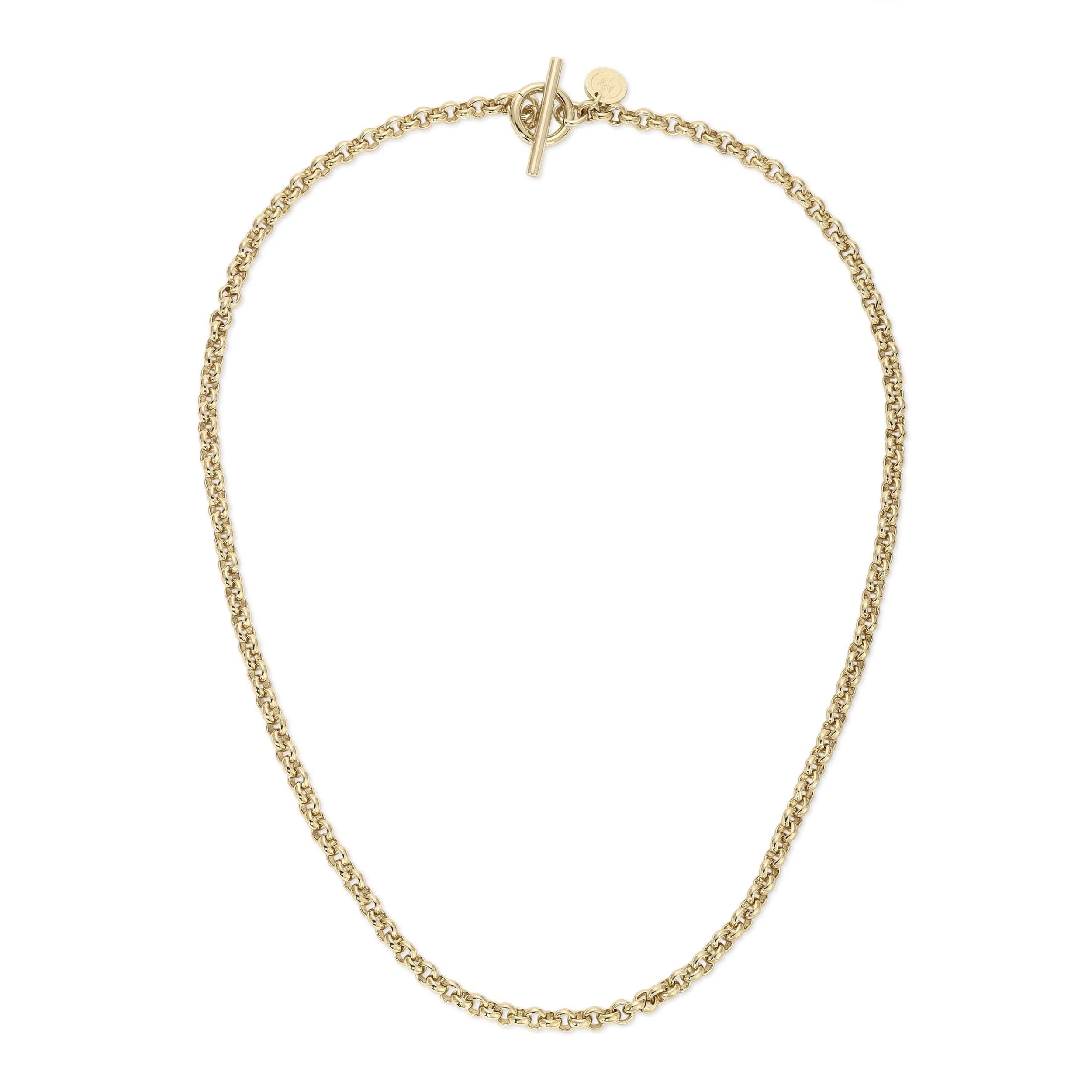 Gold-toned Micro Rolo Chain with Rhodium Plating and Toggle Clasp for Convertible Lariat