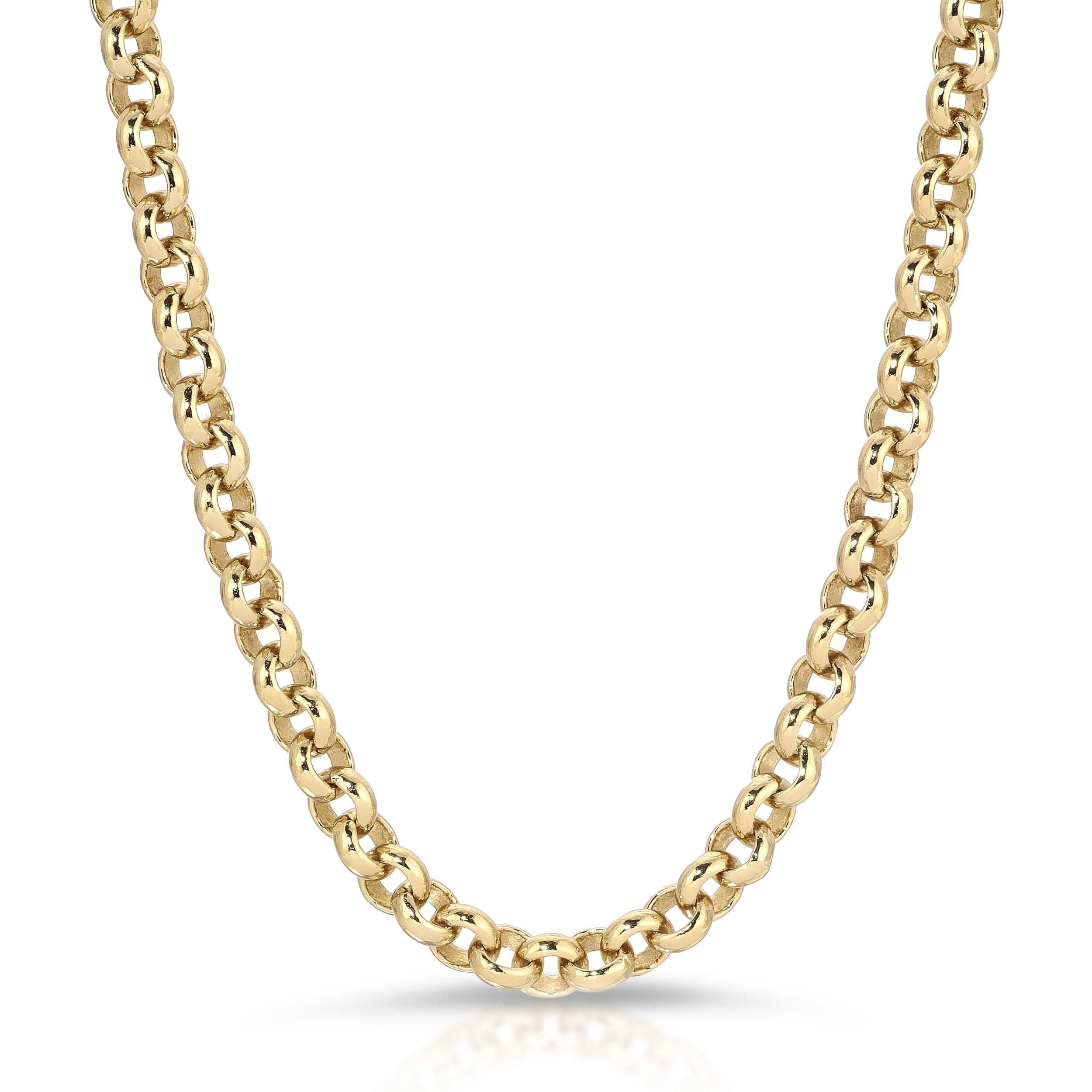 Gold Micro Royal Rolo Chain Necklace with Rhodium Plating for Earring Charms