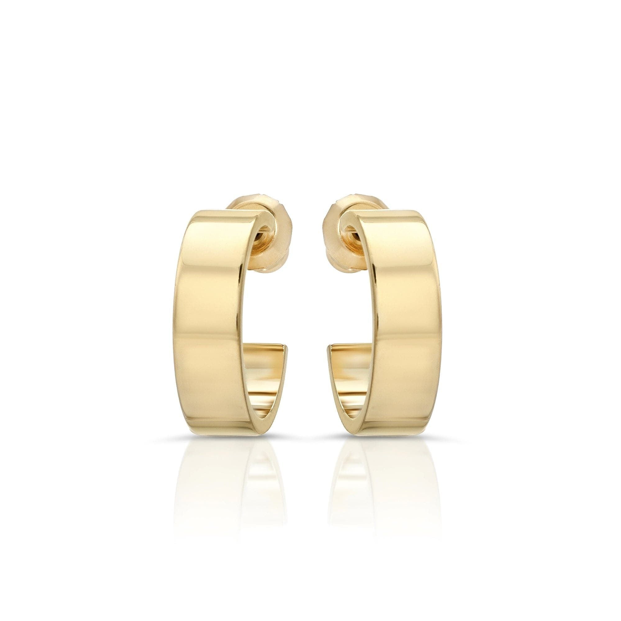 Pair of Mini Cora Huggie Hoops in yellow gold rhodium for elegant style