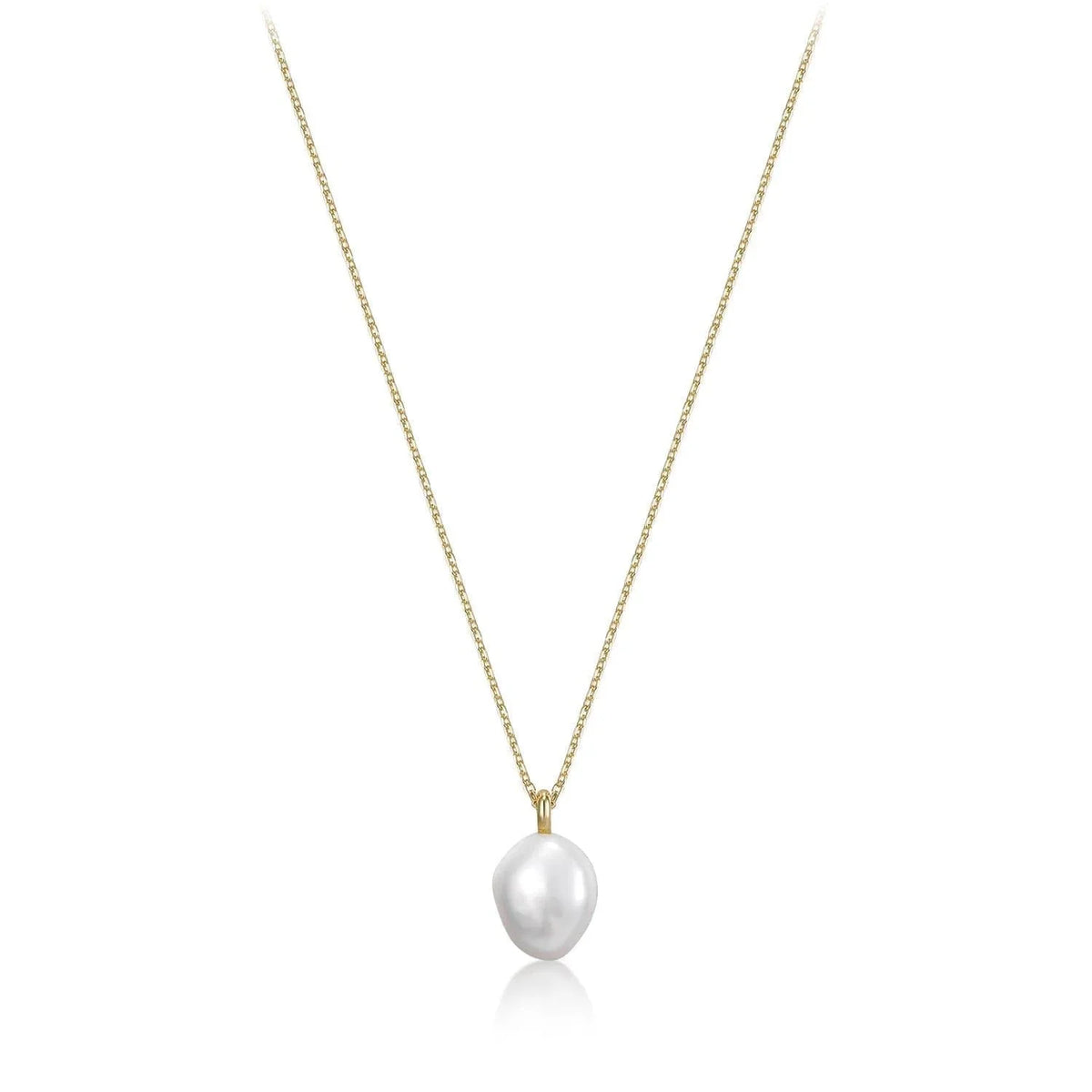 Mini Pearl Pendant Necklace with a gold chain and baroque pearl charm