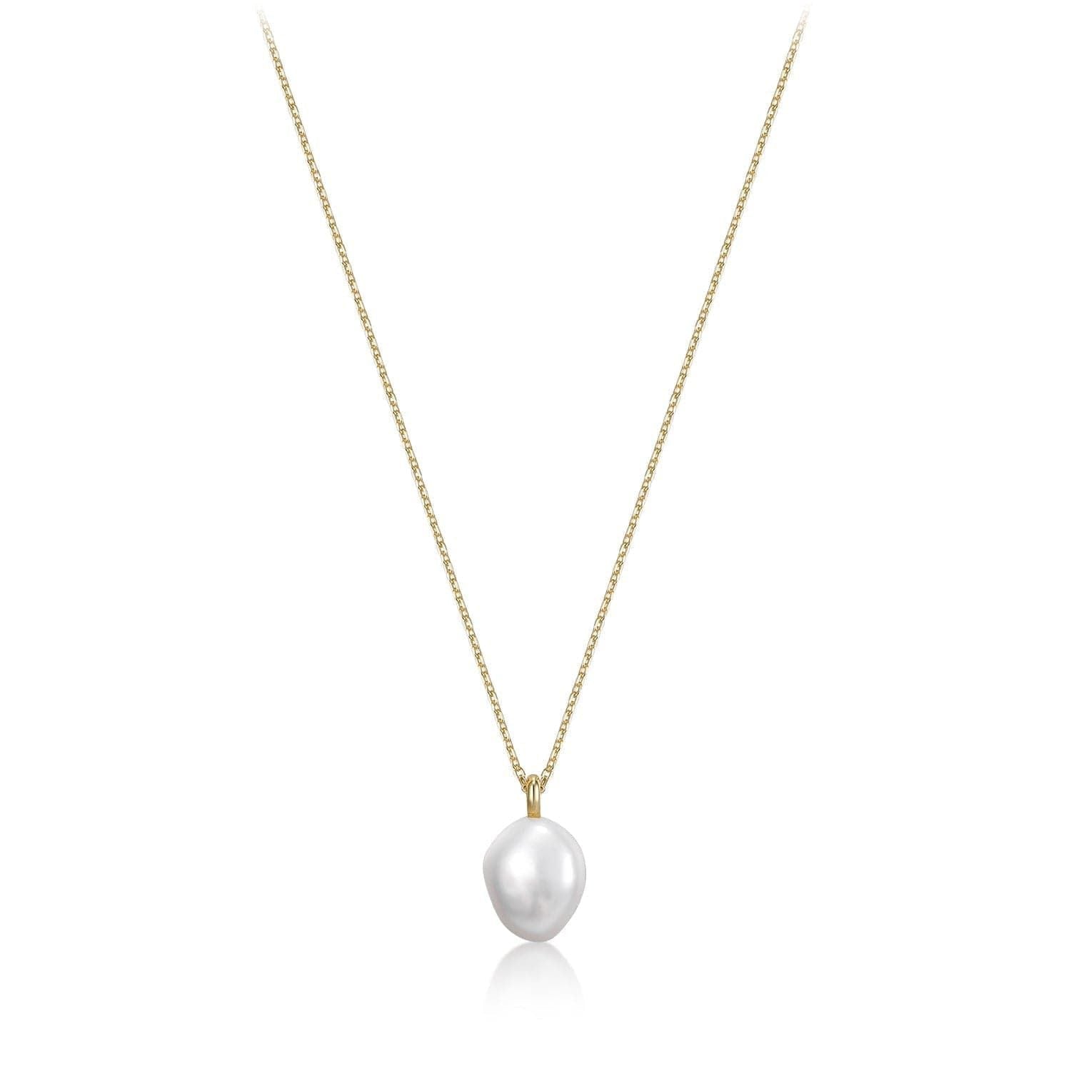 Gold Vermeil Necklace featuring a Baroque Pearl Pendant on a 16in +2in chain