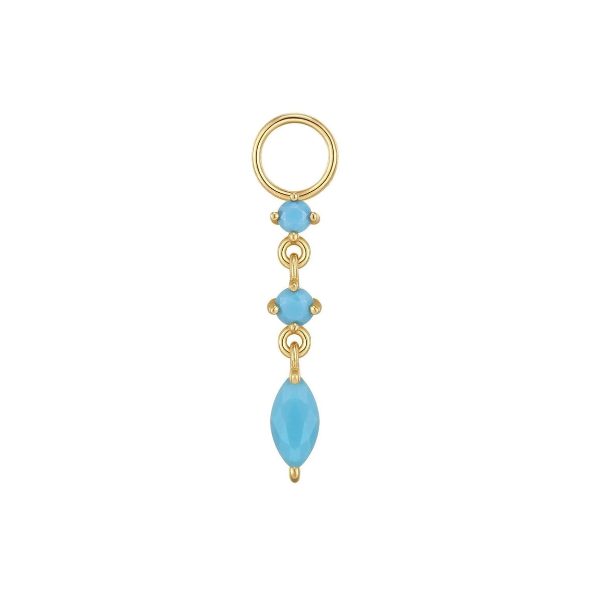 Gold and turquoise charm for CZ Drip Hoop Charm With Turquoise jewelry piece
