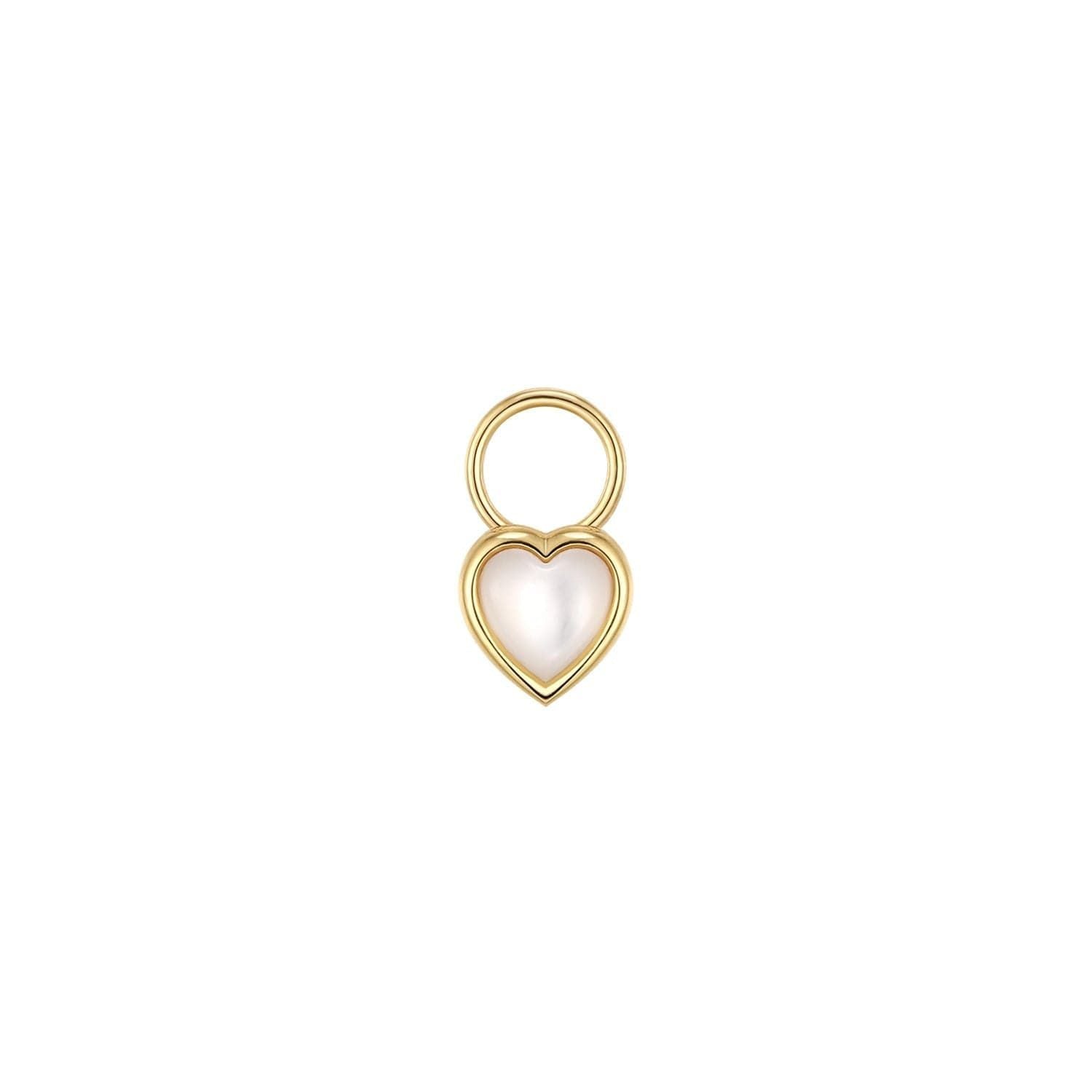 Gold heart pendant with mother-of-pearl inlay for demi-fine collection hoop charms