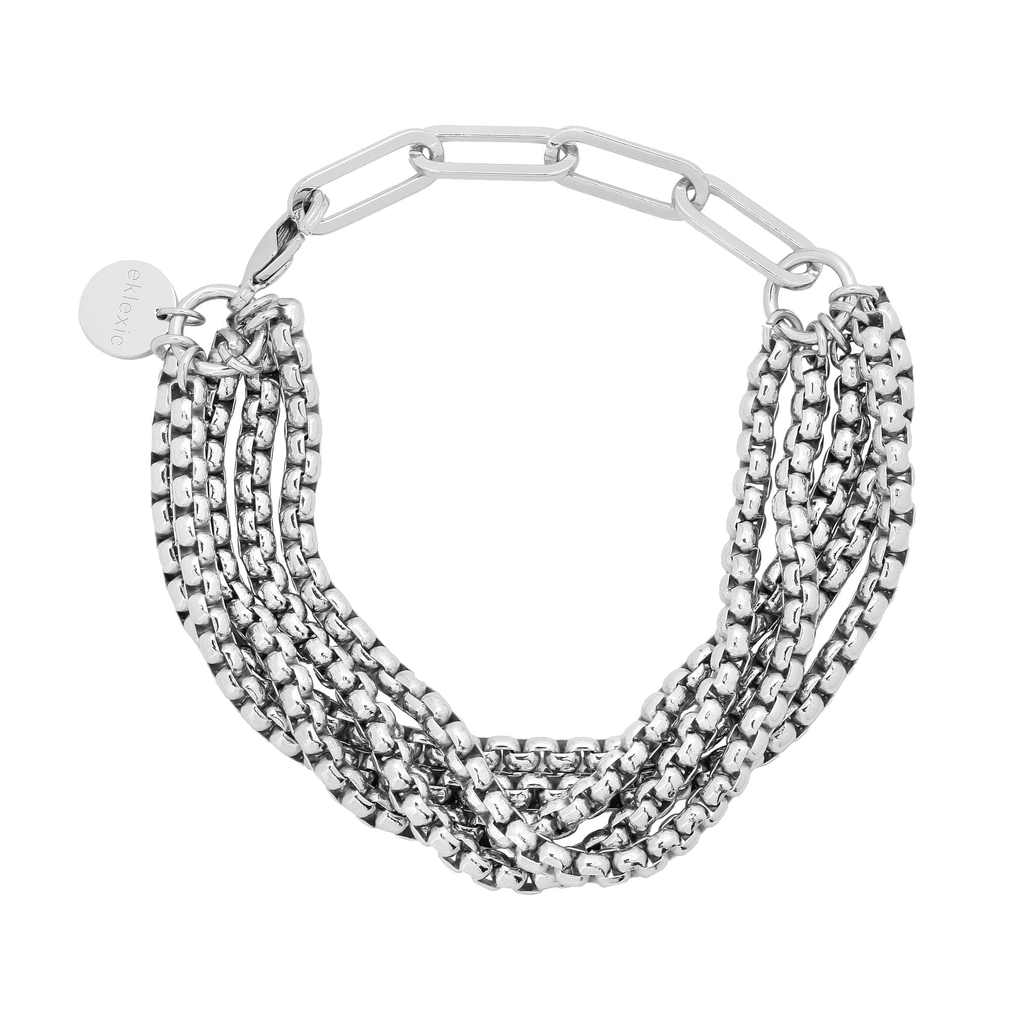 Silver Multi Strand Chain Bracelet from the Multi Layer Luciana Box Chain collection