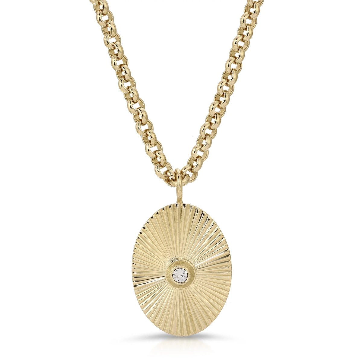 Gold chain necklace with oval pendant from Ozzy Pendant Necklace product lineup