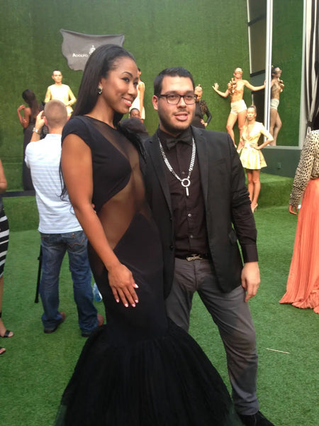 Designer Adolfo Sanchez Wearing EKLEXIC Silver Bullet Collection Necklace