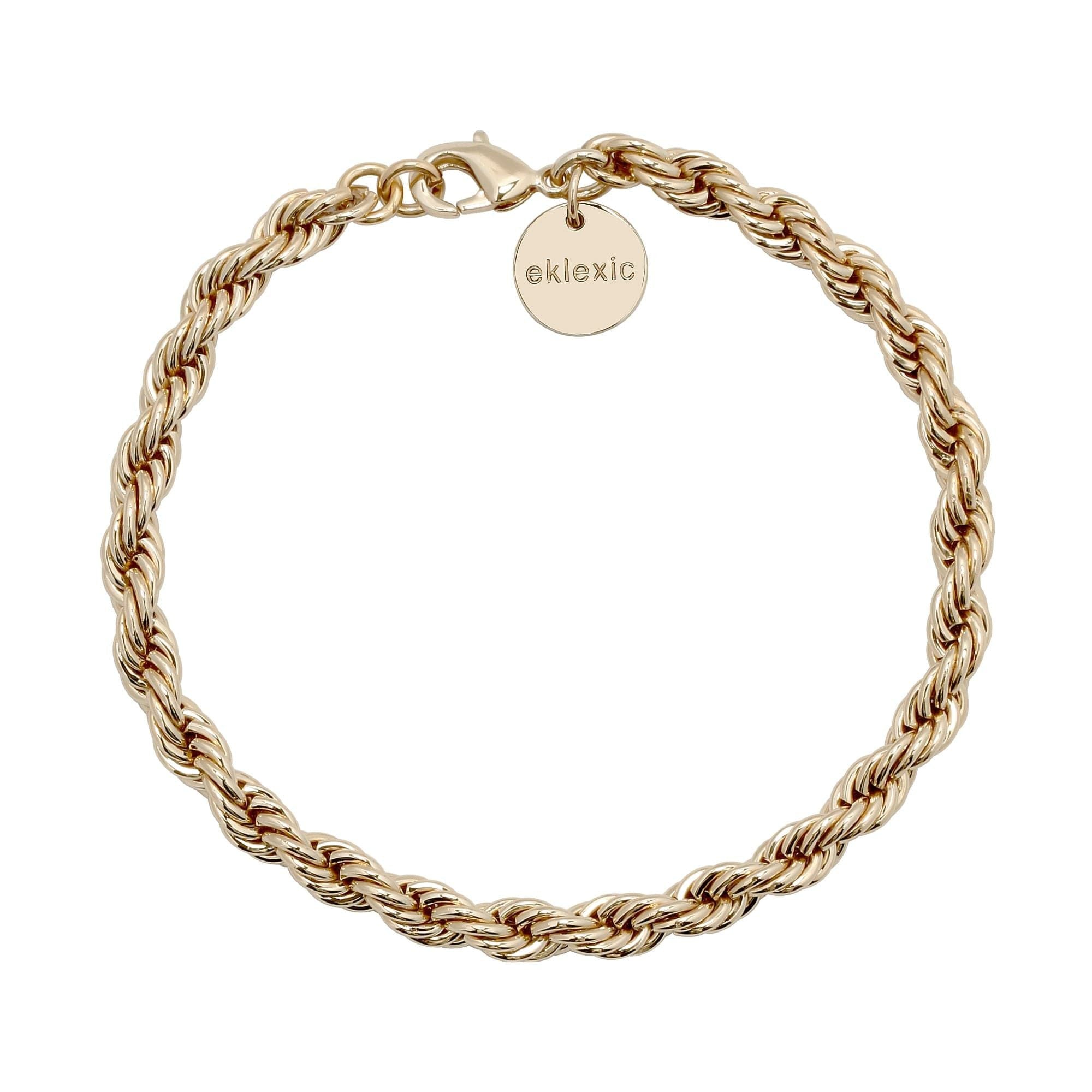 Gold-toned twisted rope bracelet featuring a lobster clasp, perfect for the Rosa Bracelet collection