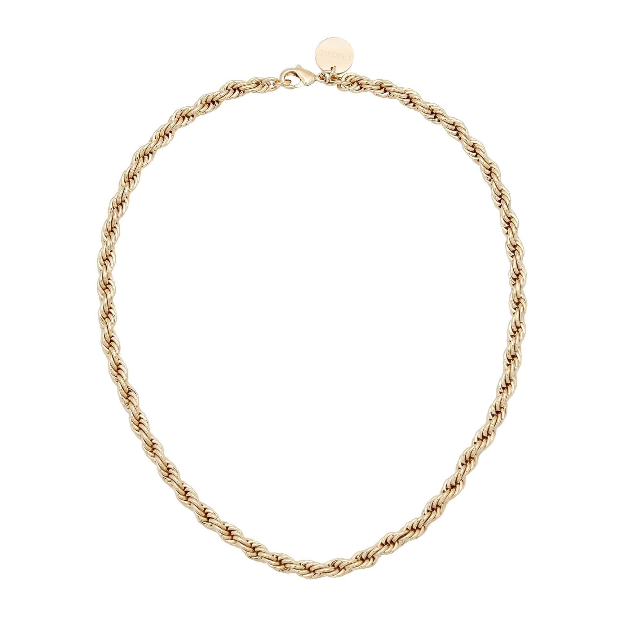 Gold-toned twisted rope chain necklace with lobster clasp in Rosa Necklace design