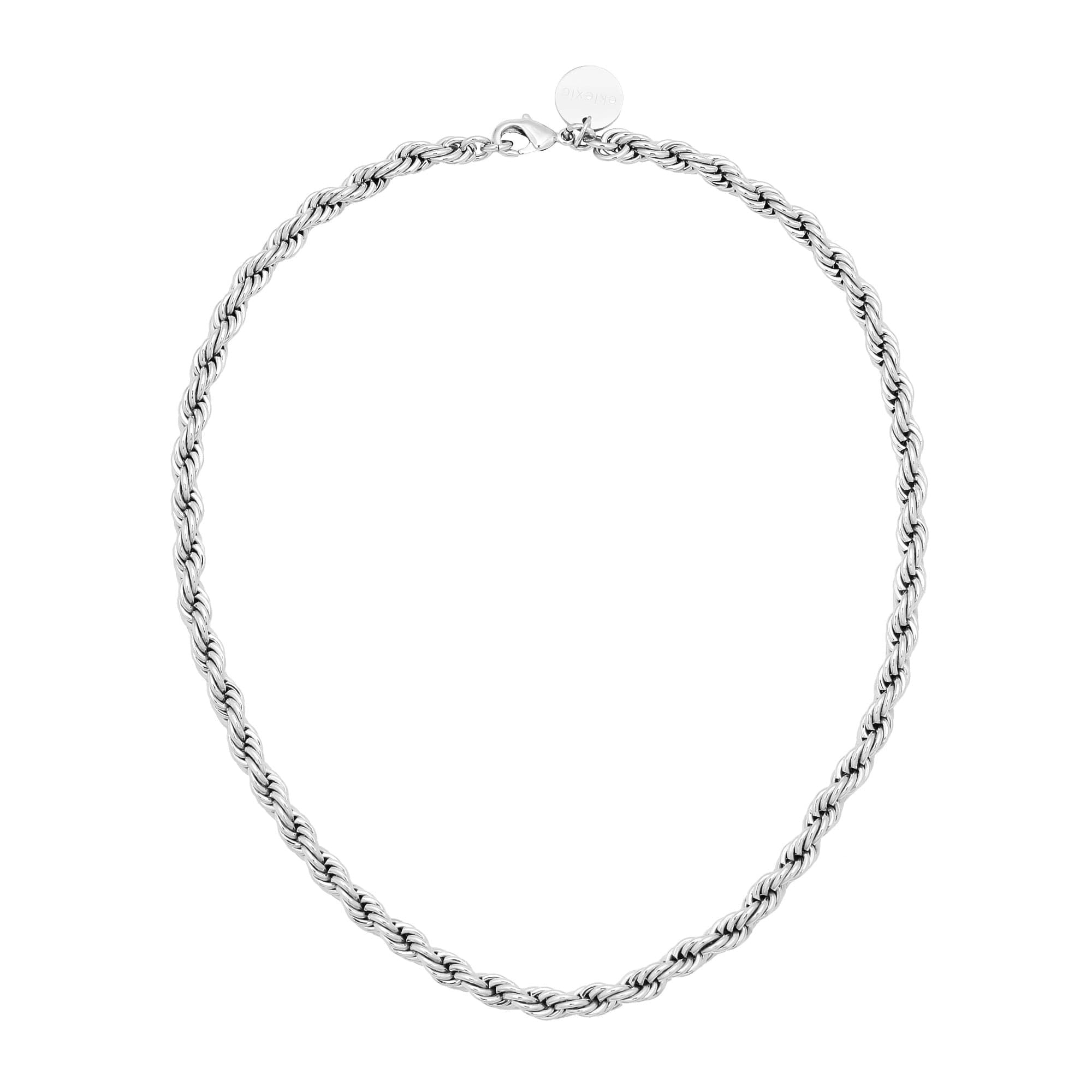 Silver rope chain necklace featuring lobster clasp, perfect for the Rosa Necklace